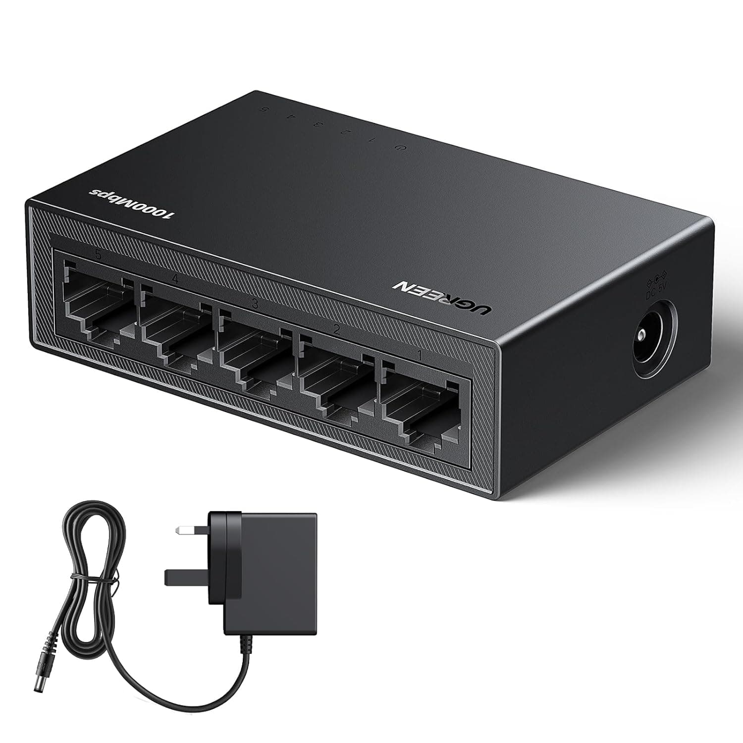 UGREEN Ethernet Switch 5-Port Gigabit Desktop Network Splitter, with 5*RJ45 Port Support 10/100/1000Mbps, Unmanaged Plug and Play Ethernet Adapter, Compatible with Router, TV, Game Console, Computer