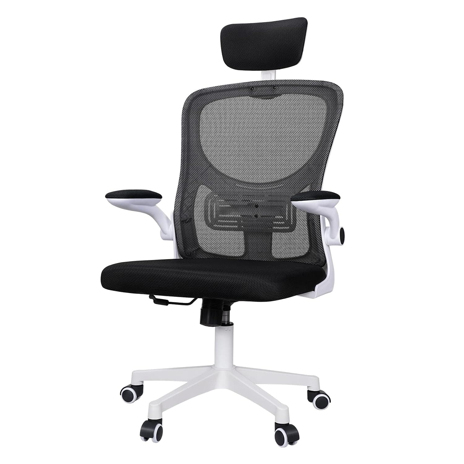 SKY-TOUCH Ergonomic Office Chair,Height adjustable Gaming Chair, Breathable Mesh Design High Back Desk Chair with Flexible Headrest, Swivel Padded Armrest, Lumbar Support, Tit, White