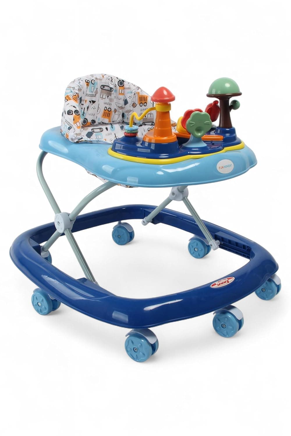 Baby Walker with Adjustable Height, Foldable Walker, 6-18 Months (Blue)