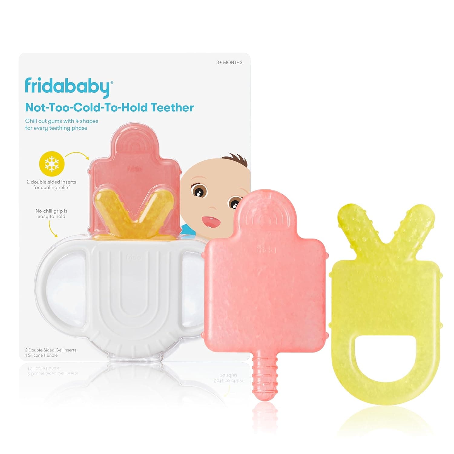 FridaBaby Not-Too-Cold-to-Hold BPA-Free Silicone Teether for Babies by Frida Baby | Teething Relief for 0-18 Months, Not-Too-Cold-to-Hold Baby Teether Design, BPA-Free