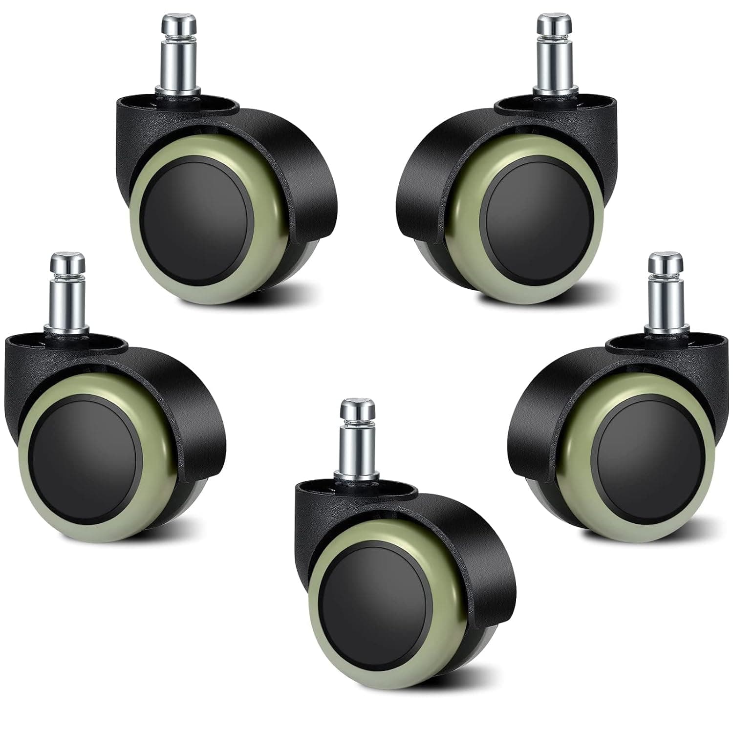 Office Chair Caster Wheels Replacement, Azonee Universal Desk Gaming Chair Casters, Furniture Casters for Carpet and Hardwood Floors, Set of 5