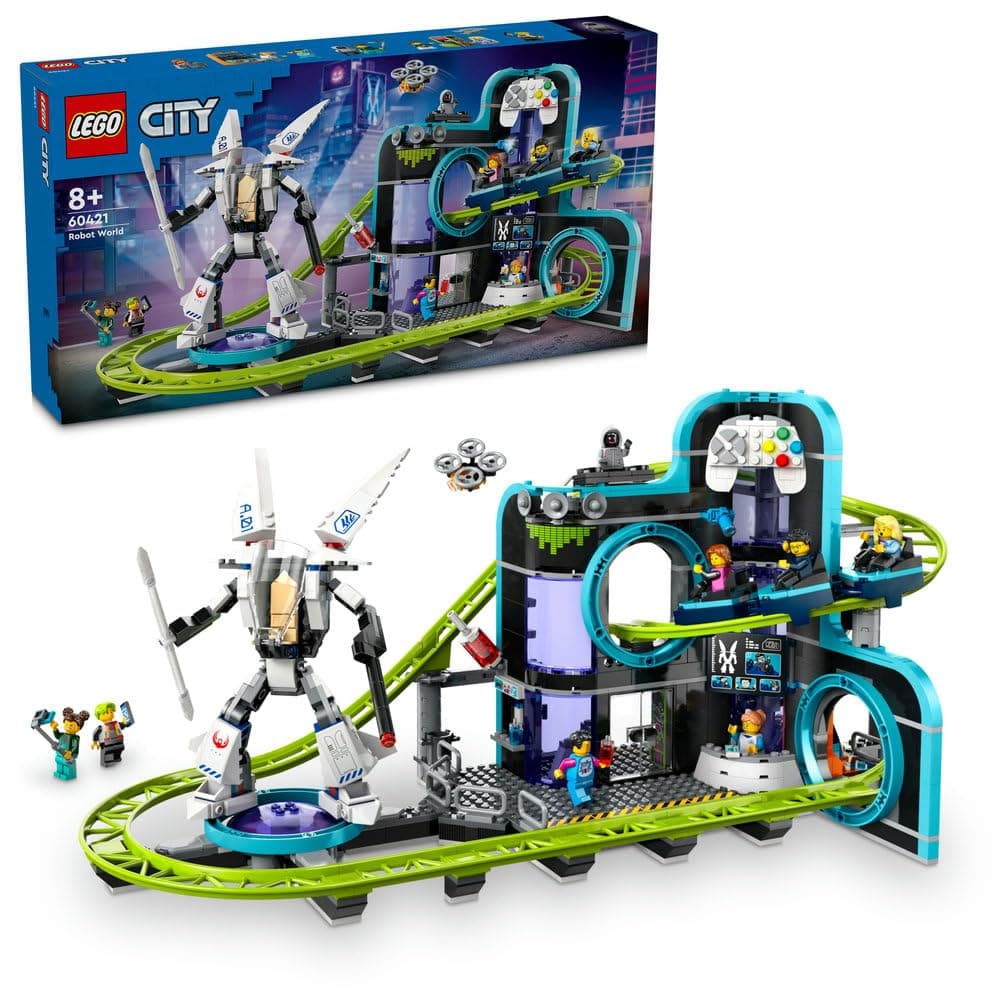LEGO City Robot World Roller-Coaster Park Set, Creative Building Toy for 8 Plus Year Old Boys & Girls, Fairground Playset with 8 Minifigures, Fun Gift for Kids 60421