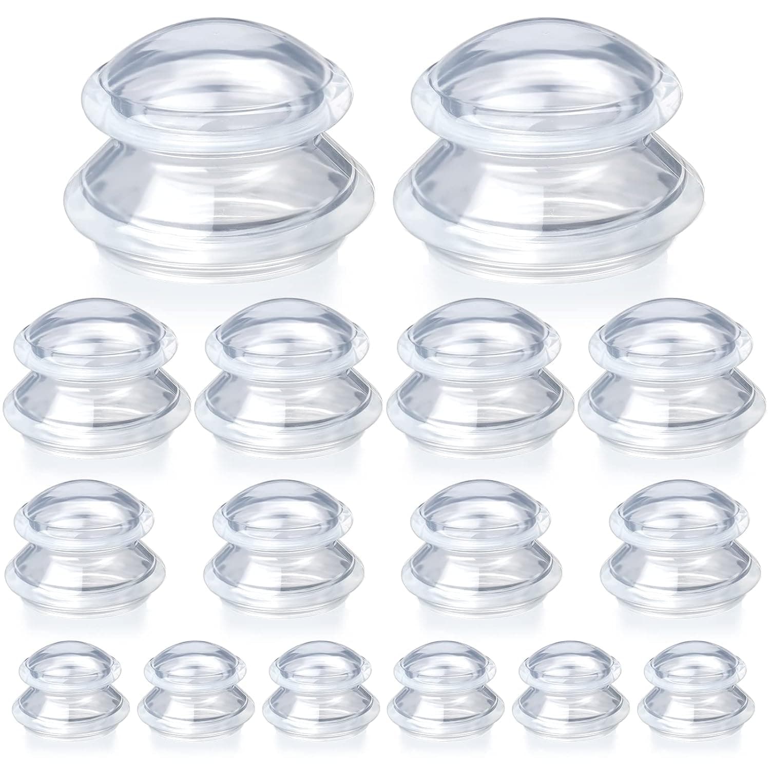Syhood 16 Pcs 4 Sizes Silicone Cupping Therapy Set, Cup Kit for Massage | Cellulite Reduction, Myofascial Release, Joint Pain, Muscle Pain, Relaxation & Daily Self-Care, Professional Home Use, Clear