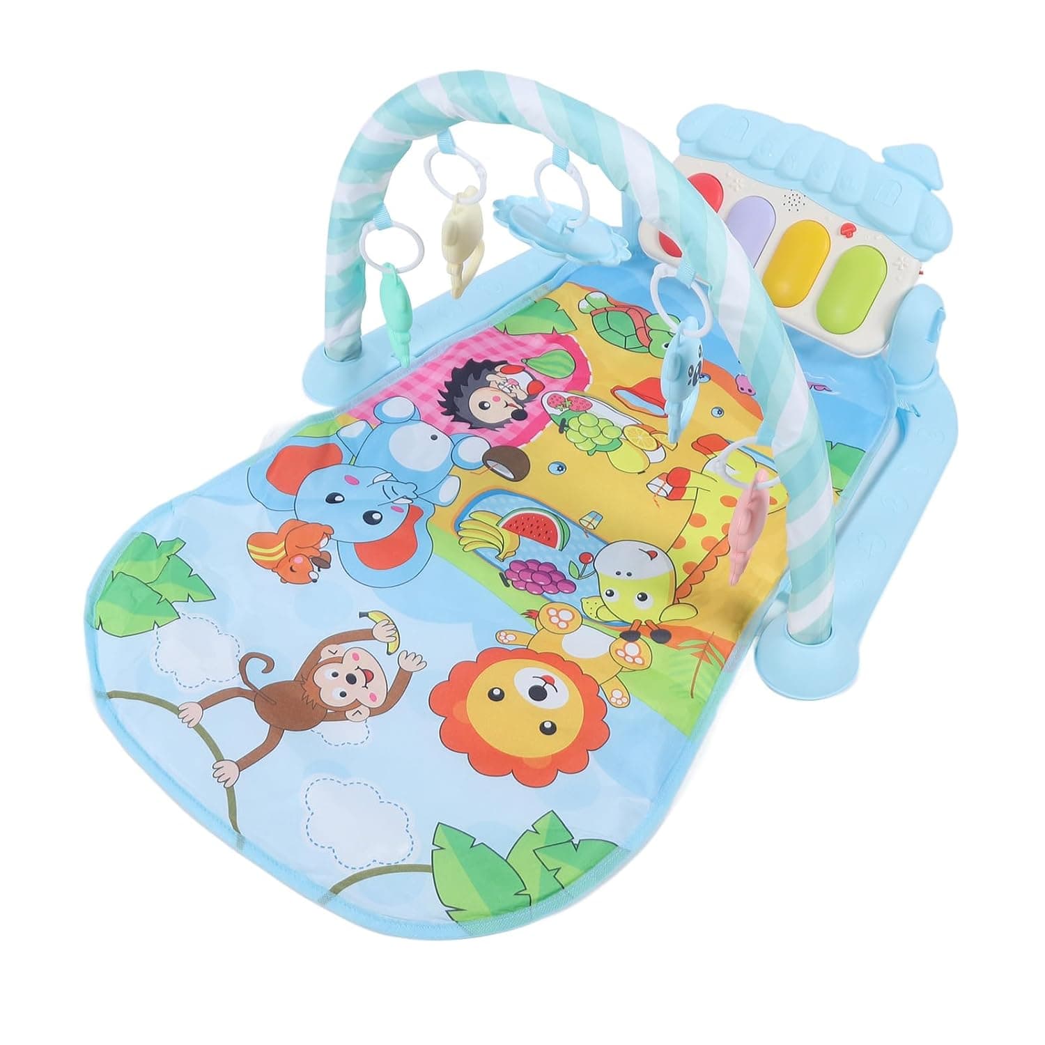 Domary BABY KICK PIANO GYM MUSICAL ACTIVITY MAT FOR INFANTS FITNESS FUN (Blue)