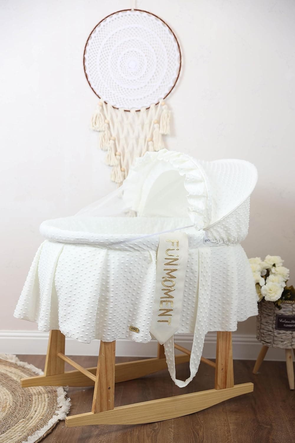 Moses Basket Sugar Baby Cradle with Wooden Rocking Stand