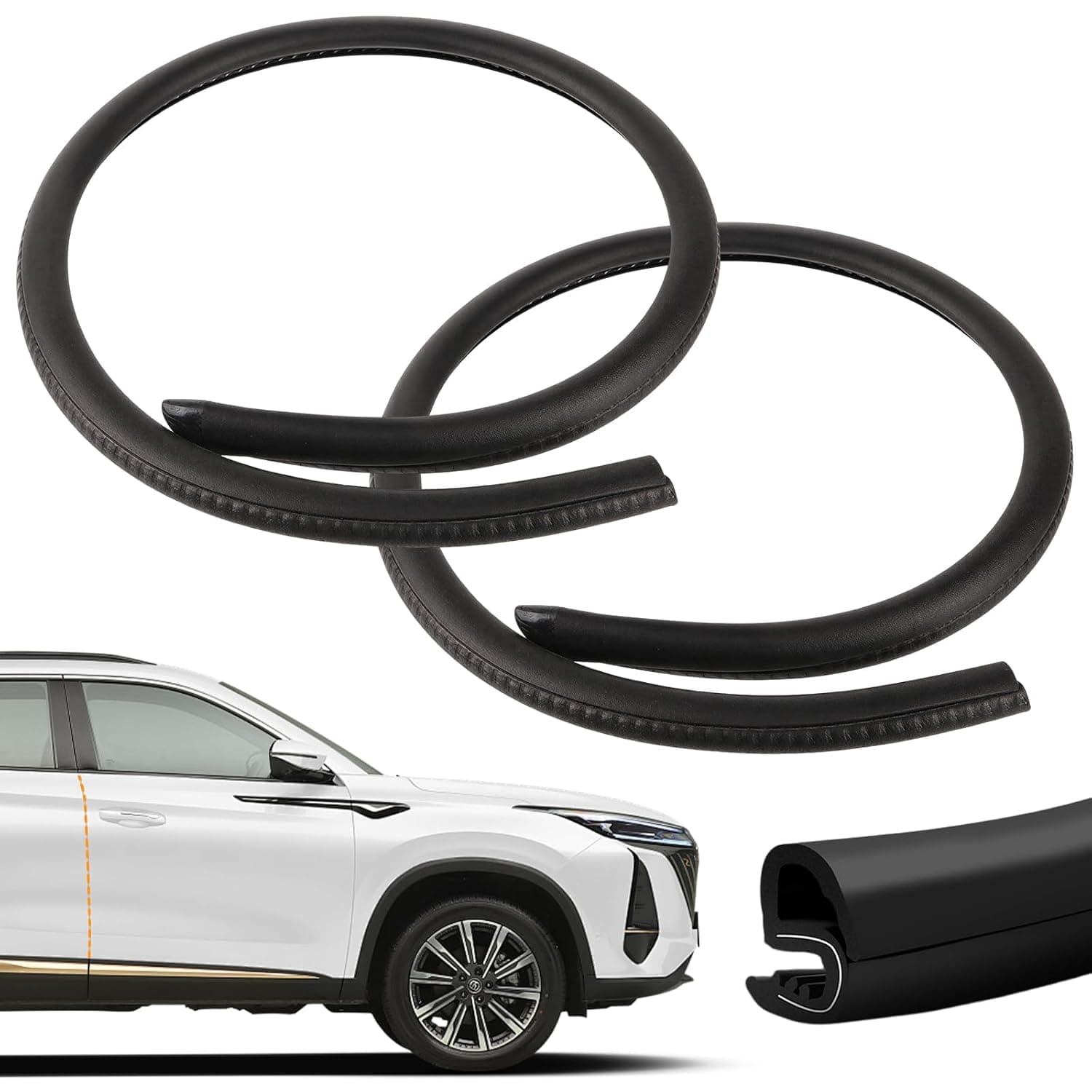2 Pieces B Pillar Car Door Sealing Strips, Rubber Seal Car Door Seal, Universal Design Car Door Weather Stripping for Vehicle Doors, for Trucks, Cars, SUV