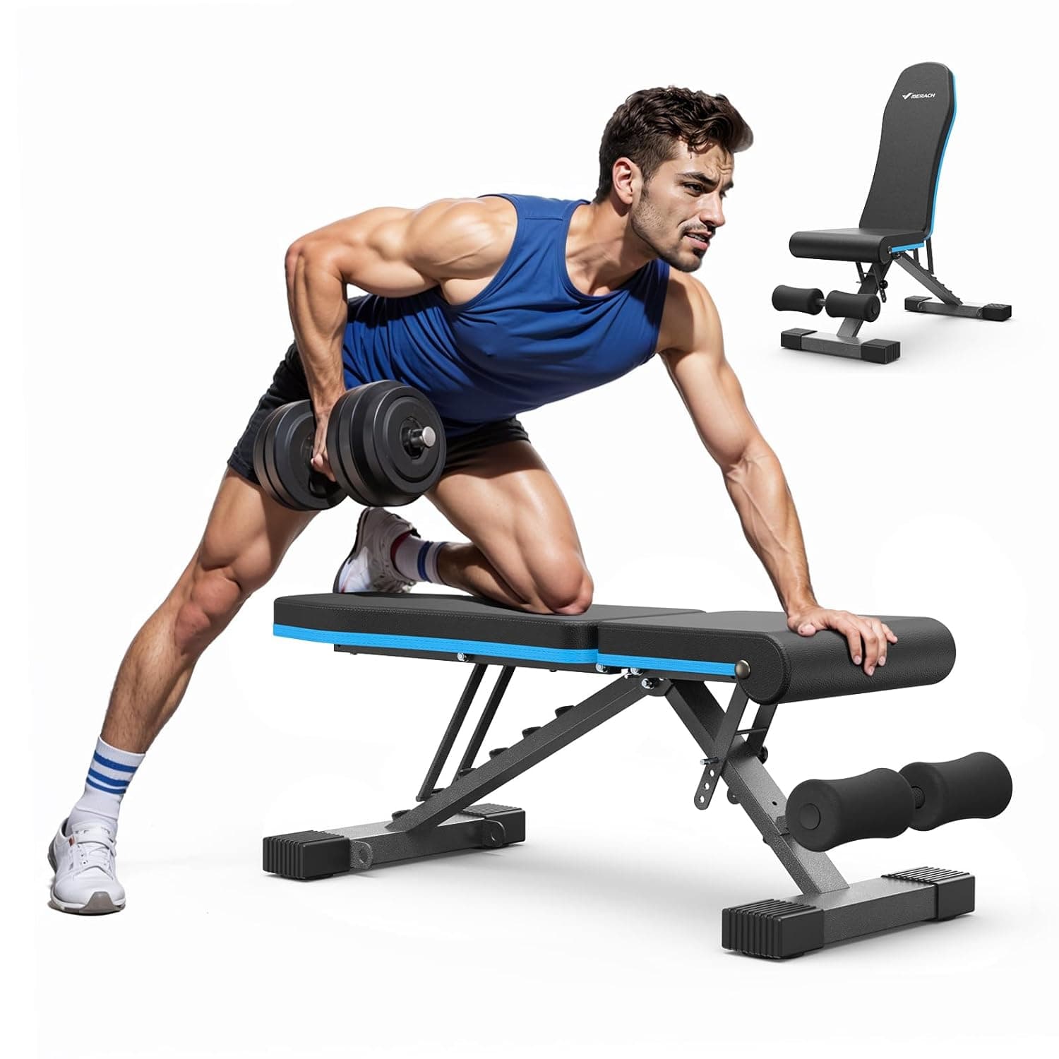 MERACH Adjustable Gym Bench Strength Training بنش Weight Bench Press, 450KGبنش رياضي Folding Multi Station كرسي تمارين Home Gym Equipment اجهزه رياضيه تمارين, ادوات رياضيه Exercise&Fitness Equipment