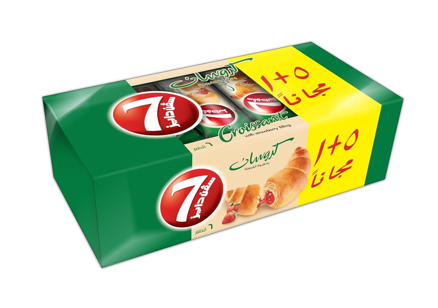 كروسان بحشوة الفراولة من سفن دايز، عبوة متوسطة متعددة، 3x 2x 55 غرام (B5G1F)