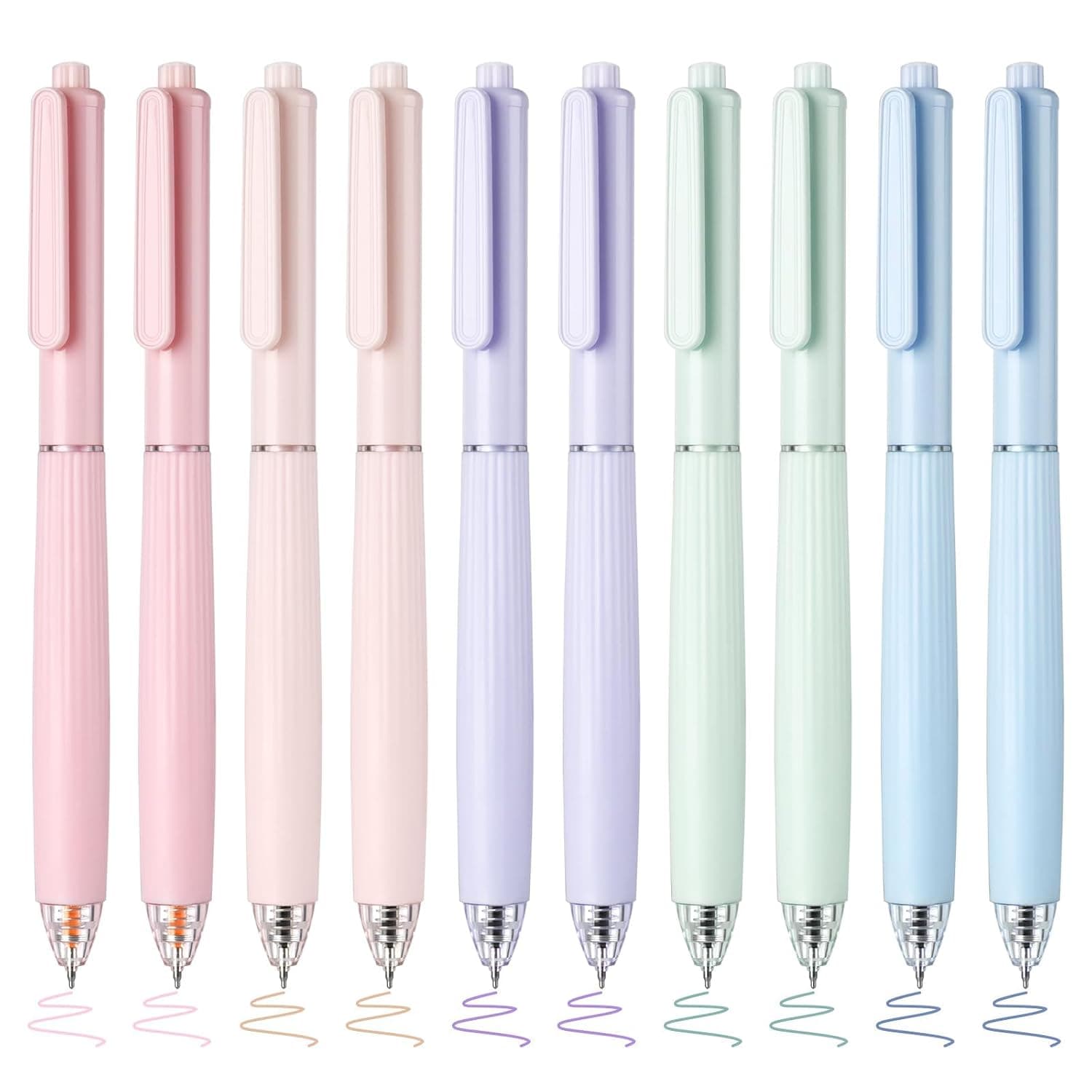 10Pcs Colored Gel Pens Set, No Bleed Through Retractable Fine Tip 0.5mm, Quick Dry Pastel Ink, Smooth Writing for Bible, Journaling, Note-Taking, School & Office Supplies, Morandi Colors