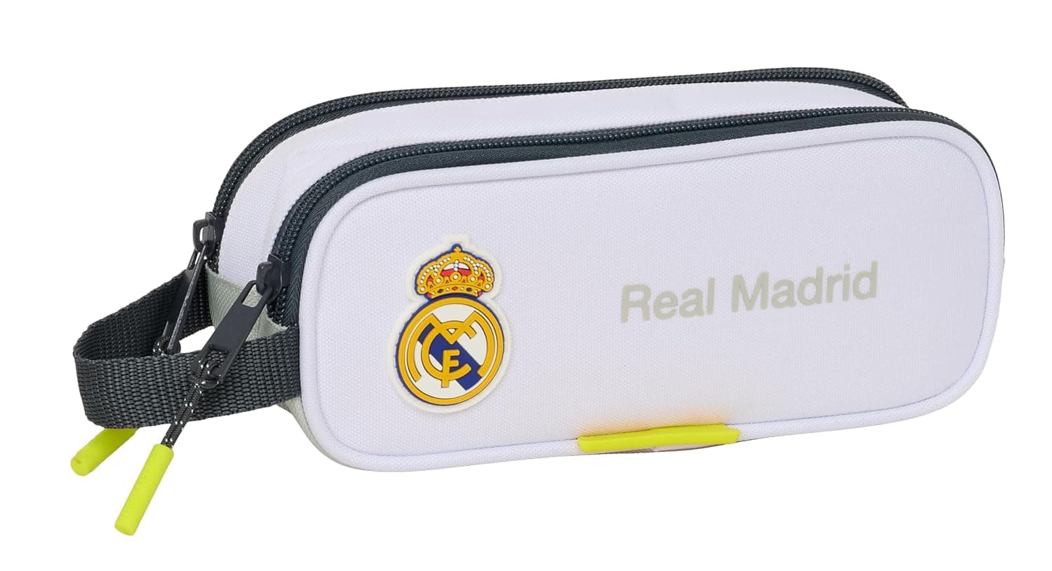 Safta Real Madrid EQUIPACIÓN 25/26 – Children's Double Pencil Case, Children's Pencil Case, Ideal for School Age Children, Comfortable and Versatile, Quality and Resistance, 21 x 6 x 8 cm, white, M