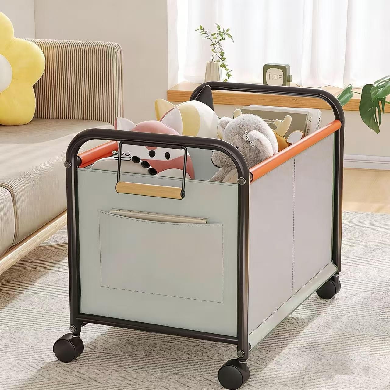 Large Toy Chest with Wheels, Removable Kids Toys Boxes Organizer Bins Baskets Container with Handles, Kids Toy box Storage Bins Baskets for Toddler and Baby Nursery (Cream white)