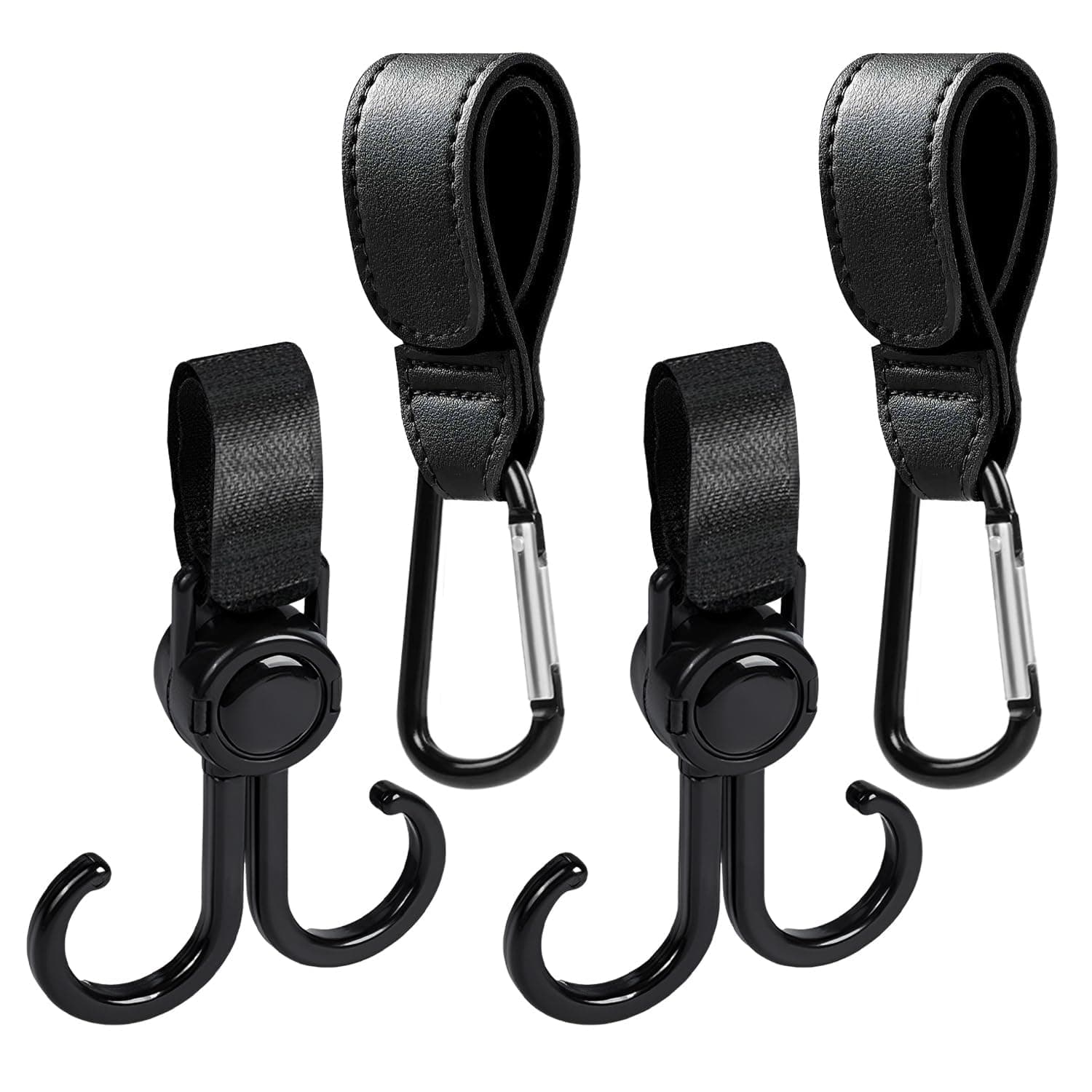 ANYUAN Baby Stroller Hooks,Multi Purpose Stroller Hooks,4Pcs Universal Stroller Hooks Clips,Perfect For Hanging Diaper Bags Grocery Shopping Bags