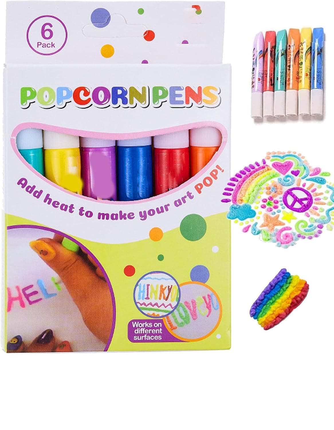 Popcorn Pens, 3D Bubble Art Drawing Pens (1set) | DIY Puffy Paint Effect, Colorful Creative Craft Pens for Cards, Scrapbooks, Classroom Art Projects & Gifts