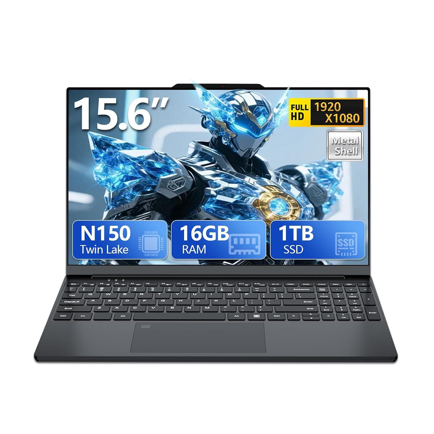 Laptop, 15.6 inch Laptops Computer with Twin Lake N150 Processor(Beat to i3-1115G4, up to 3.6GHz), 16GB RAM 1TB SSD, Metal Shell Laptops, Backlit Keyboard with Fingerprint Unlock Lap Top, Win 11 Pro