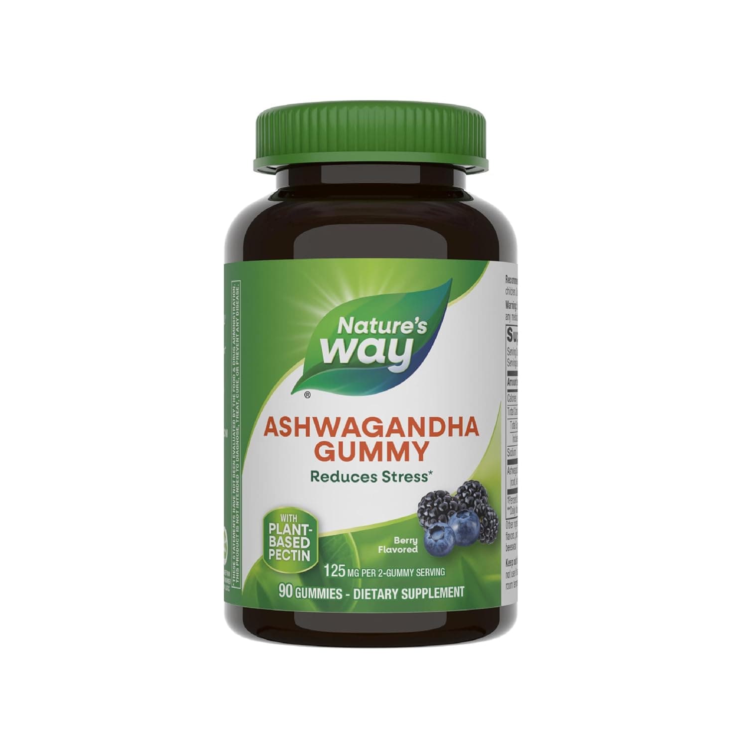 Nature's Way Ashwagandha Stress Reducing Gummies with Adaptogenic Herb*, Berry Flavored, 125 mg, 90 Gummies