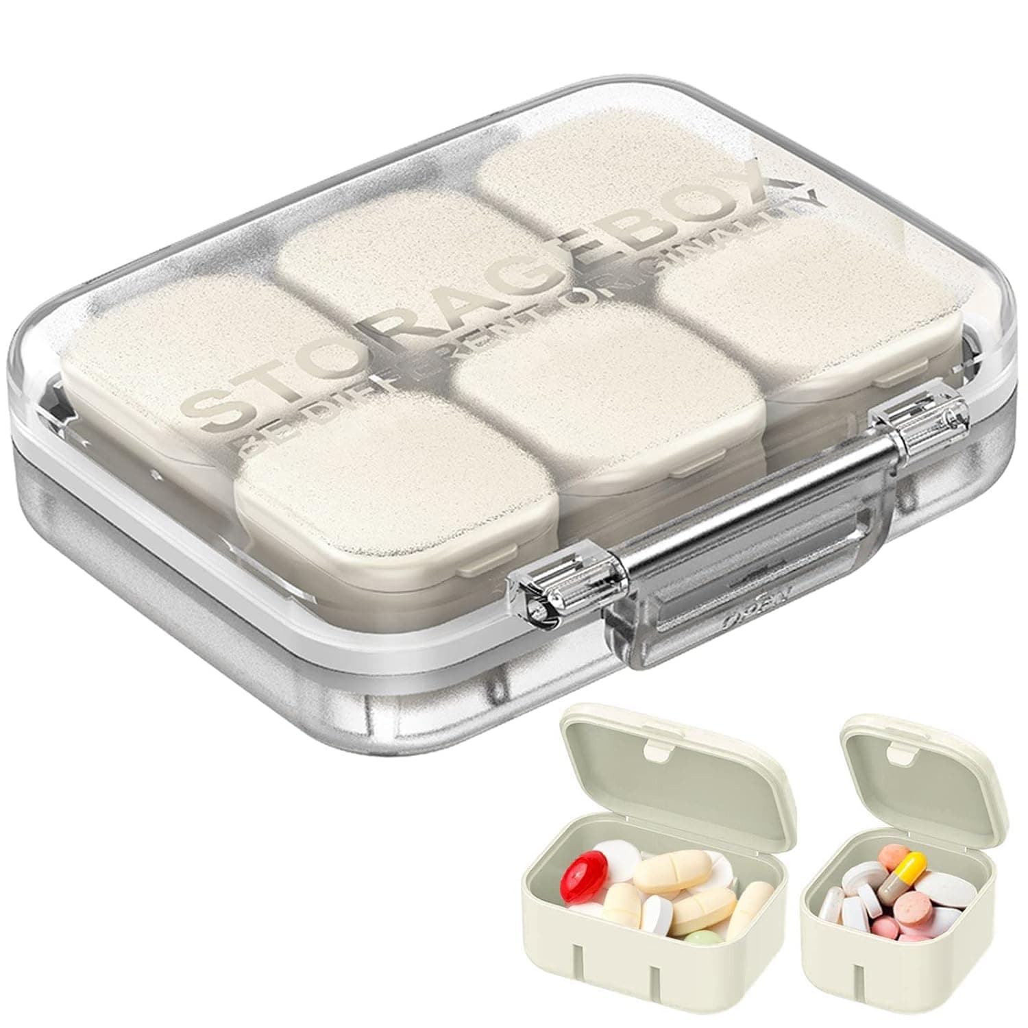 Pill Organizer 4/6 Grid Free Assembly Travel Medicine Organizer 10 Day Pill Organizer Portable Pill Box Waterproof Pill Case Daily Medication Carry Case for Vitamins, Fish Oils, Supplements | 10 Day Pill Organizer Portable Pill Box Waterproof Pill Case Daily Medication Carry Case for Vitamins, Fish Oils, Supplements