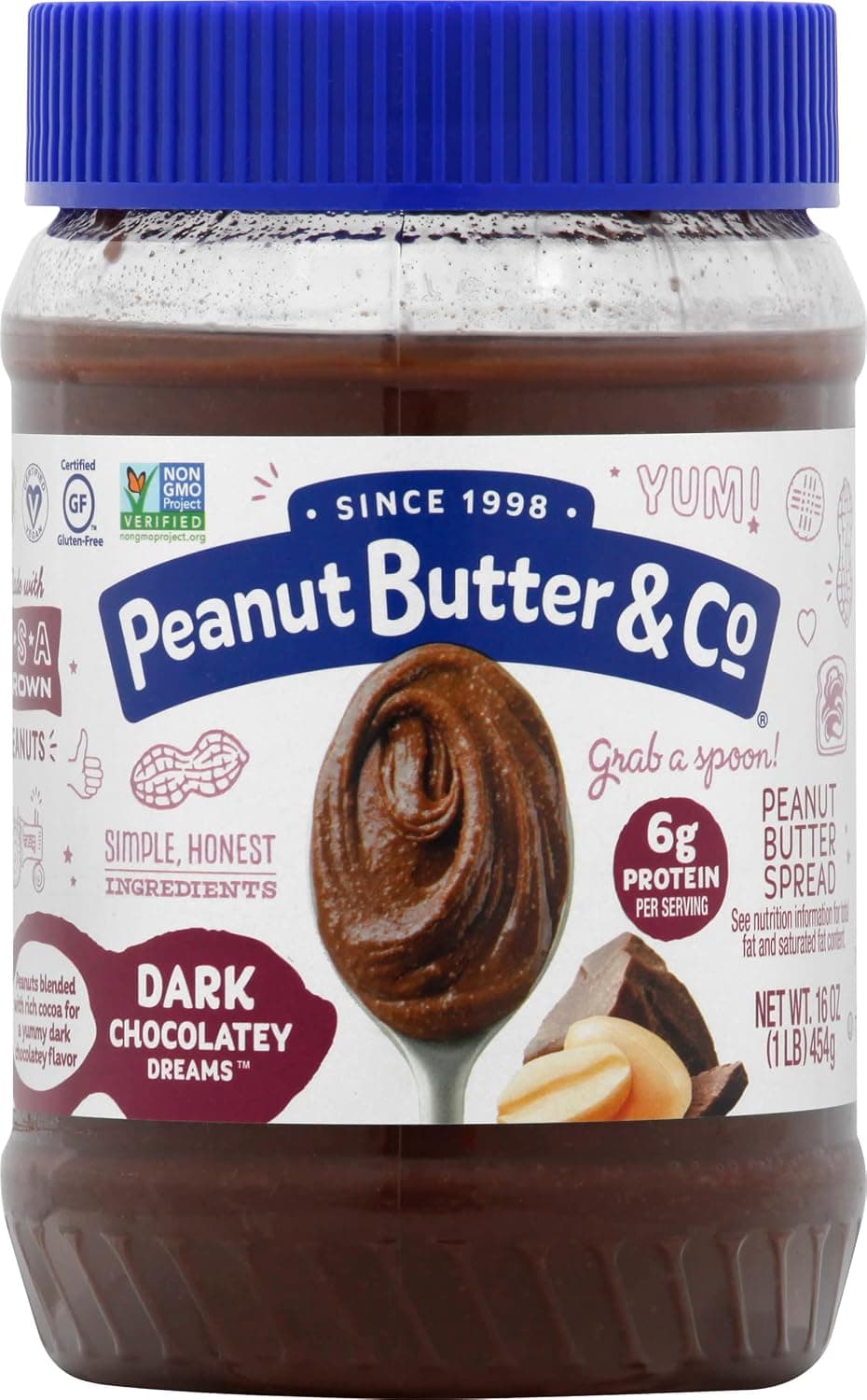 Peanut Butter & Co Dark Chocolatey Dreams Peanut Butter Spread, 454g - Pack of 1