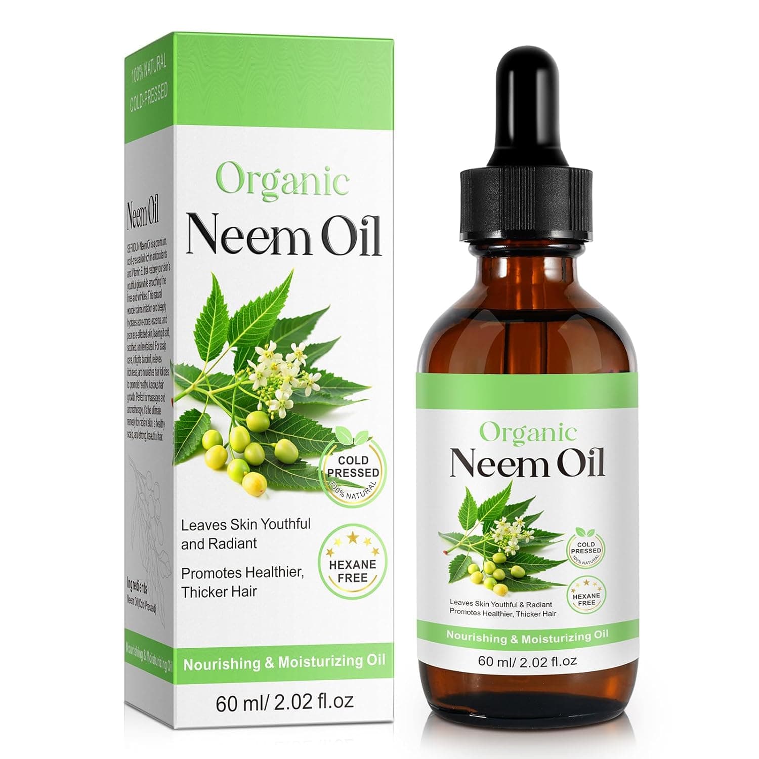 Plant Essential Oil, Natural Aromatherapy Oil for Relaxation & Wellness, Suitable for Moisturizing the Skin, Reducing Scars, Promoting Sleep, Massage, and Self-care. (Neem Oil)