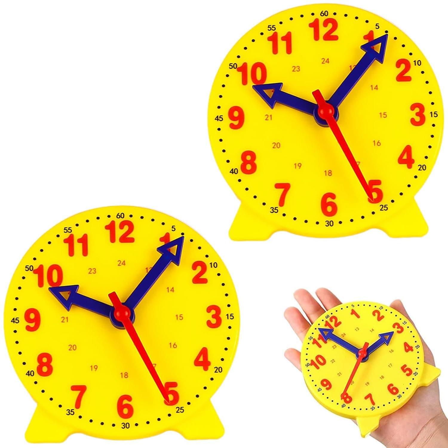 ALMEKAQUZ 2Pcs Kids Clock, Learn To Tell The Time Clock, Tell The Time Clock For Kids, Clock For Kids, Children'S Clock Learning 24-Hour Time Teaching Demonstration Clock Diameter 10cm
