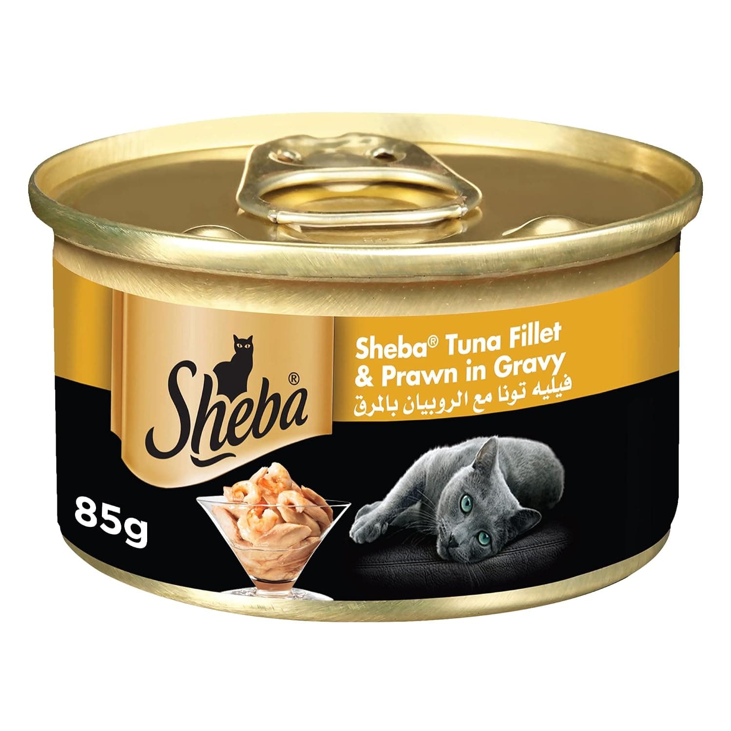 Sheba Wet Cat Eat Tuna Fillet with Shrimp, Made with Natural Ingredients as well as Essential Vitamins and Minerals, This Grain-Free Wet Food Formula is Suitable for Sensitive Cats, 3 oz