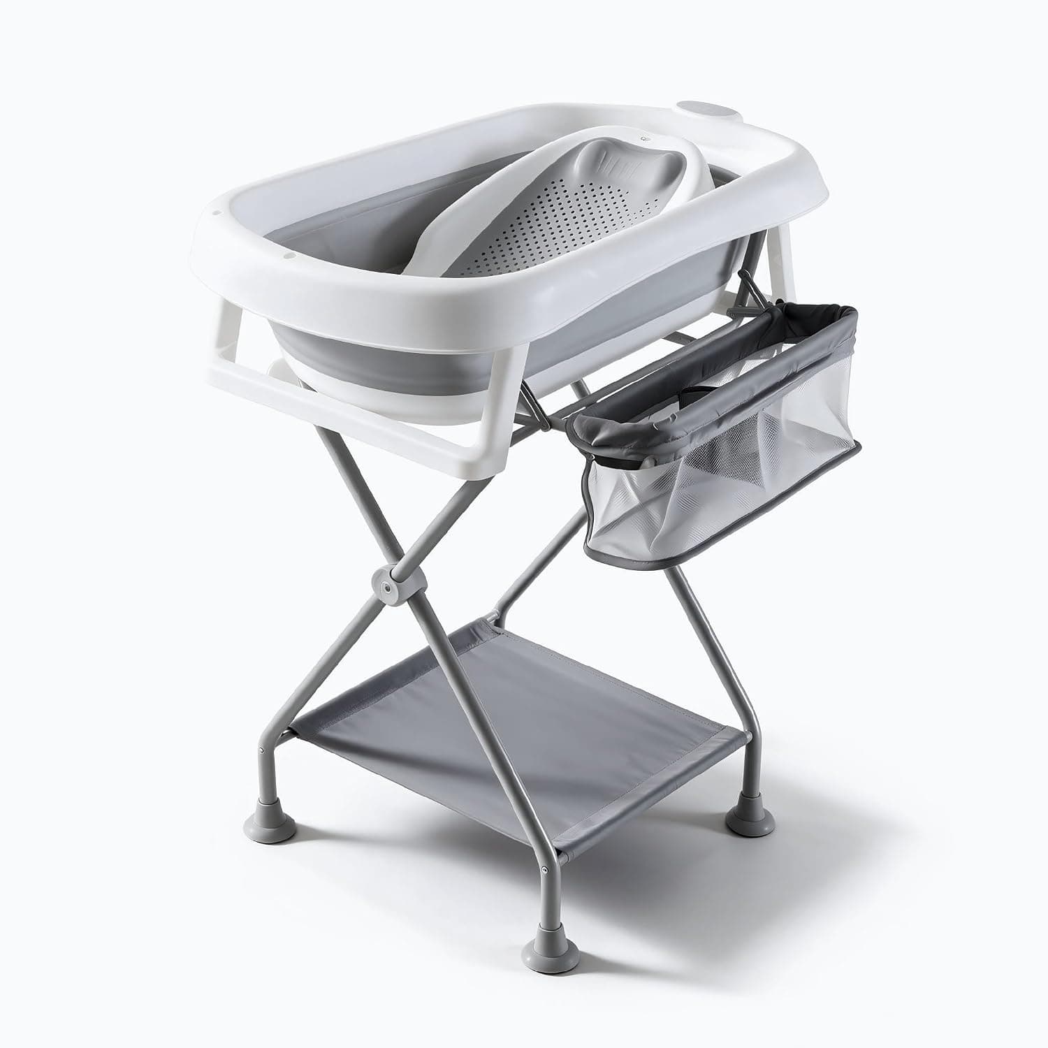 Extra Baby Bathtub, Baby Bathtubs, Baby Bathtubs with Height Increase Stand, Folding bathtubs for 0-24months, 84cm (Grey)