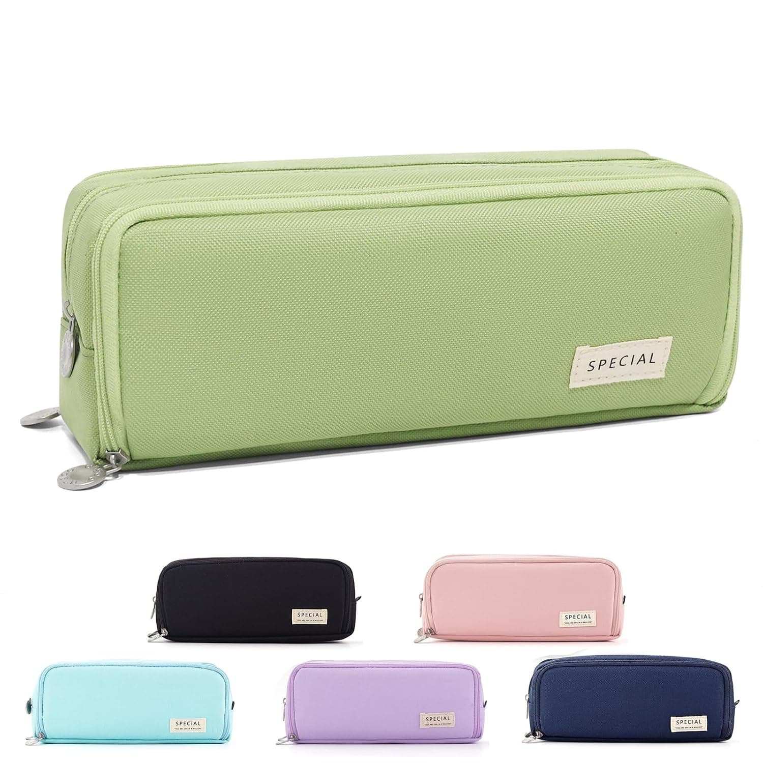 CICIMELON Pencil Case Large Capacity Pencil Cases Teenager Girls Pencil Case with Zip Makeup Bag for School & Office, Green, Travel