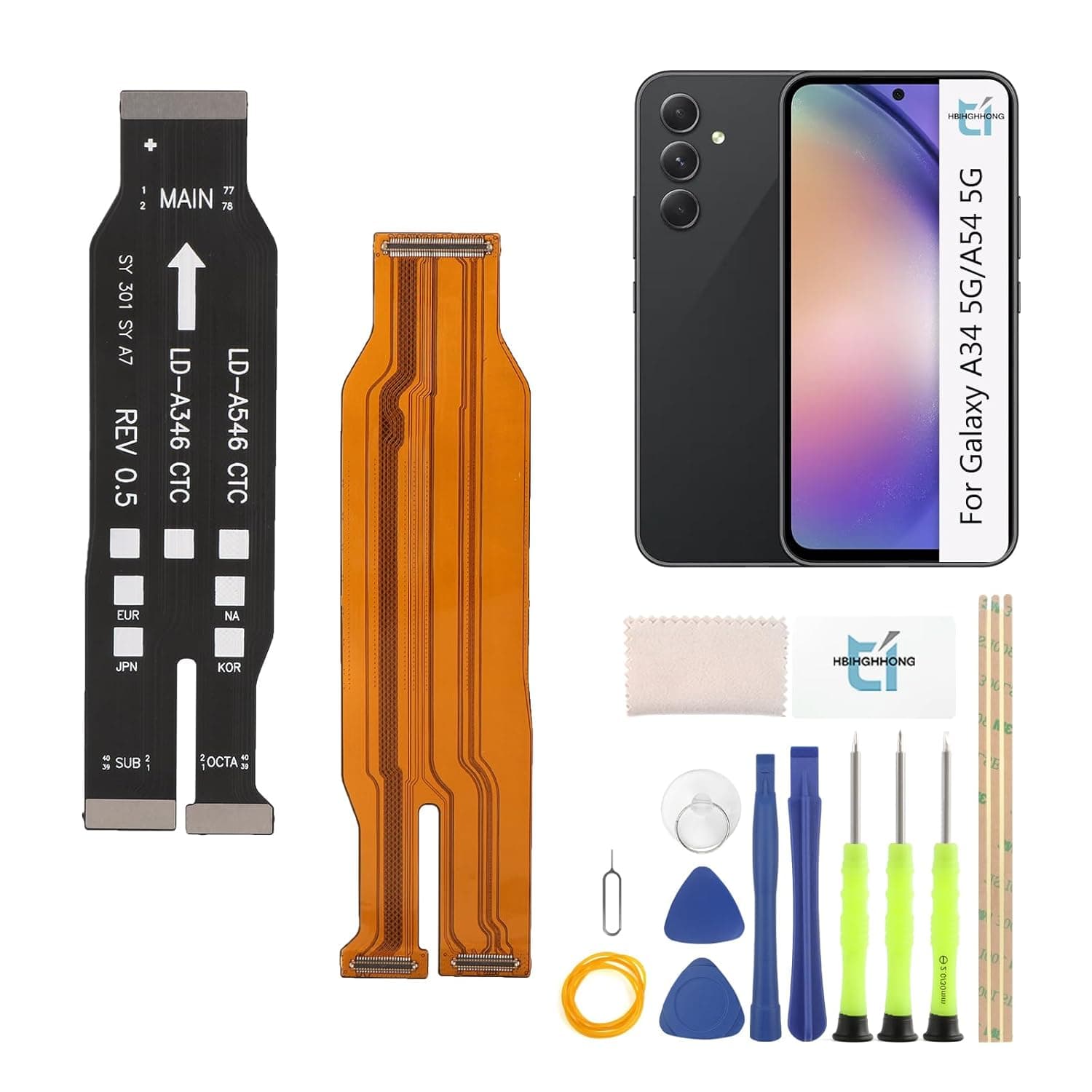for Samsung Galaxy A34 5G LCD Screen Mainboard Ribbon Flex Cable Replacement for Samsung Galaxy A34 5G/A54 5G Motherboard Flex Cable Repair Parts