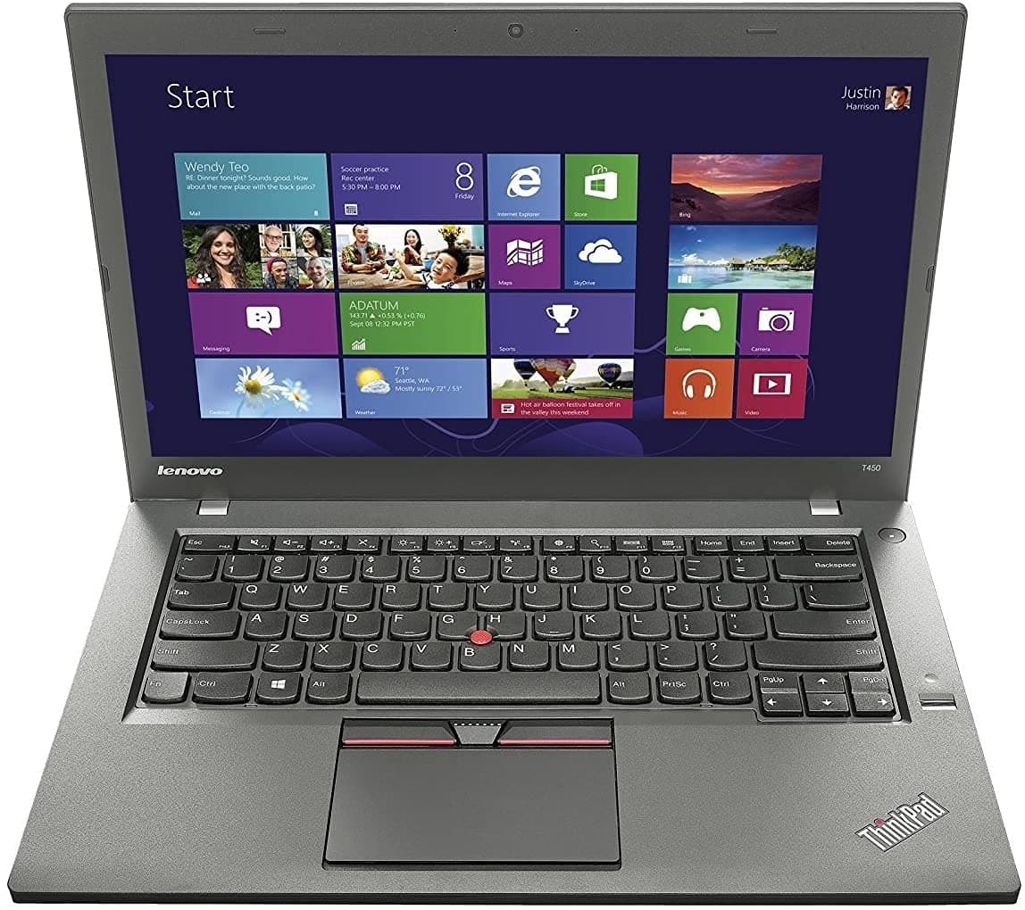 Lenovo ThinkPad T450 Business Laptop, Intel Core i5-5300U CPU, 8GB DDR3L RAM, 256GB SSD Hard, 14.1 inch Display, (Renewed) with 15 Days of IT-SIZER Golden Warranty