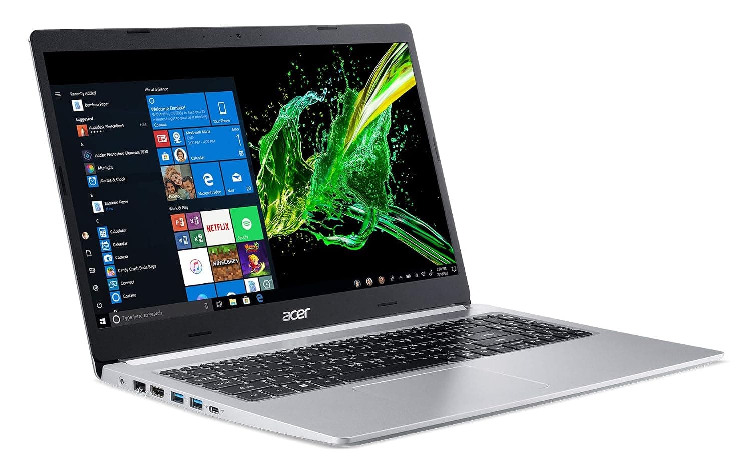 Acer Aspire 5 Slim Laptop, 15.6" Full HD IPS Display, 10th Gen Intel Core i3-10110U, 4GB DDR4, 128GB PCIe NVMe SSD, Intel Wi-Fi 6 AX201 802.11ax, Backlit KB, Windows 10 in S mode, A515-54-37U3,Black