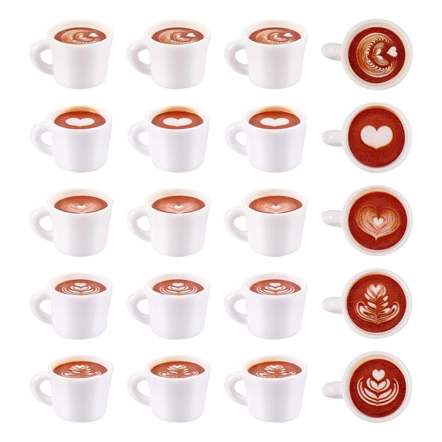 Beadthoven 20Pcs Mini Resin Coffee Cups 5 Styles Miniature Coffee Mug Tiny Coffee Drink Beverage Dollhouse Accessories for Doll Kitchen Play Christmas Party Decoration Keychain Earring Making