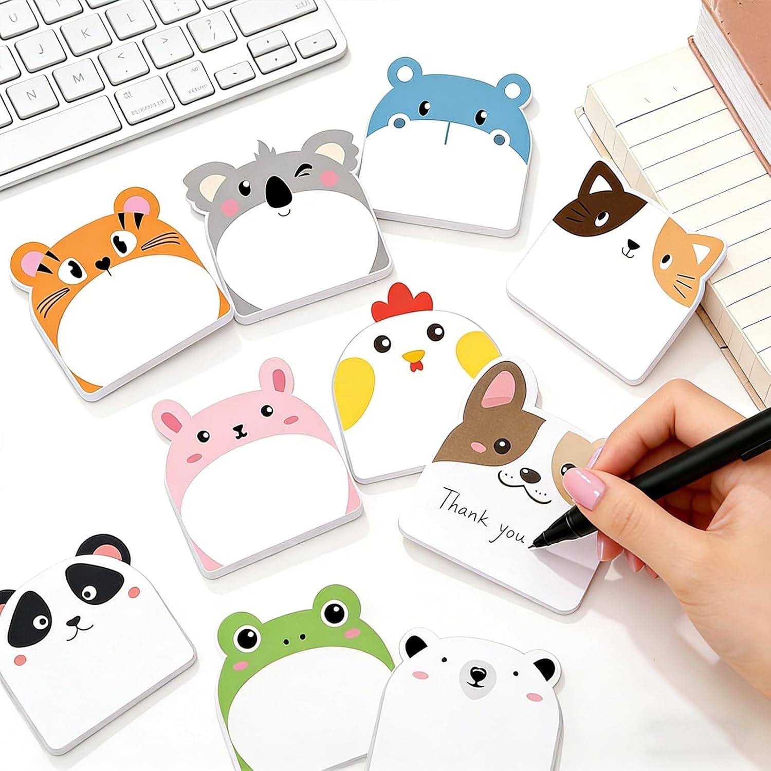 12 Sets/360 Sheets Cute Sticky Notes,Fun Kawaii Animal Sticky Notes Pads,Bulk Cartoon Memo Self Adhesive Gift for Animals Lovers and Girl's Office School Tab Party Supplies