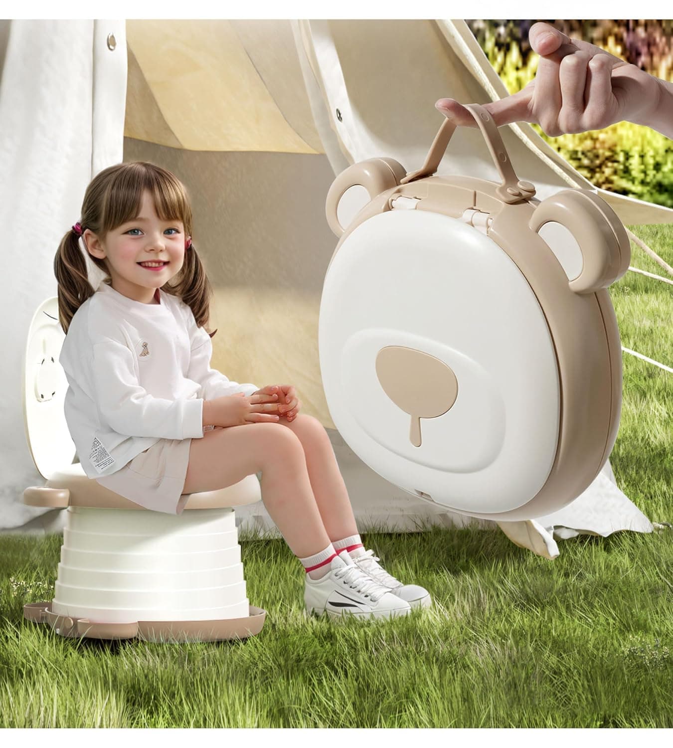 U HOOME Travel Potty Seat for Toddler, Portable Toilet Seat for Kids with Splash Guard, Foldable Potty Training Toilet for Boys & Girls, Car Potty Seat for Toddler Travel (grey)