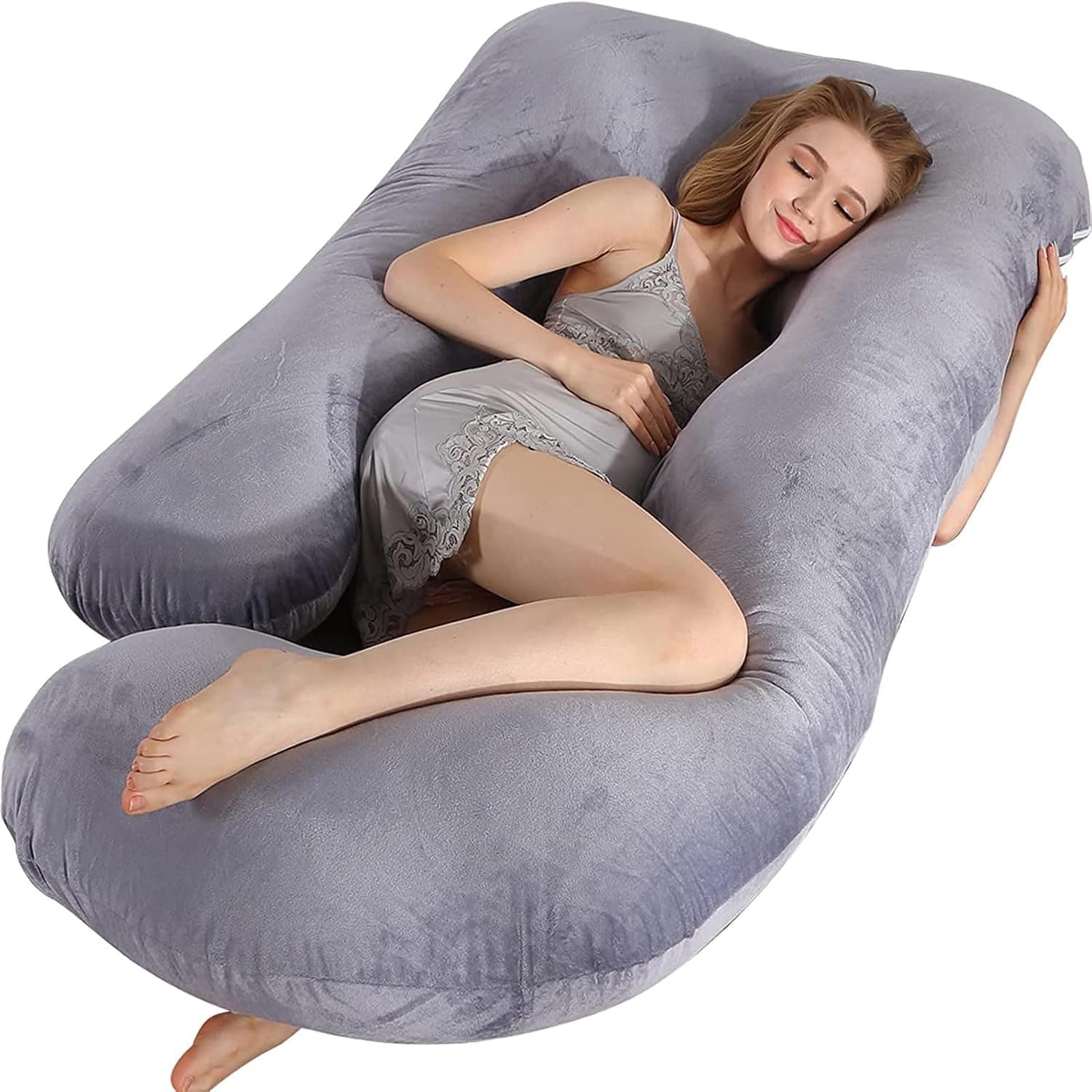 Pregnancy Pillows, 180cm Long Maternity Pillows, U-Shape Full Body Pillow, Cooling Cover Dark Grey, Pregnancy Pillows for Sleeping, Body Pillows for Adults, Maternity Pillow and Pregnancy Must Haves