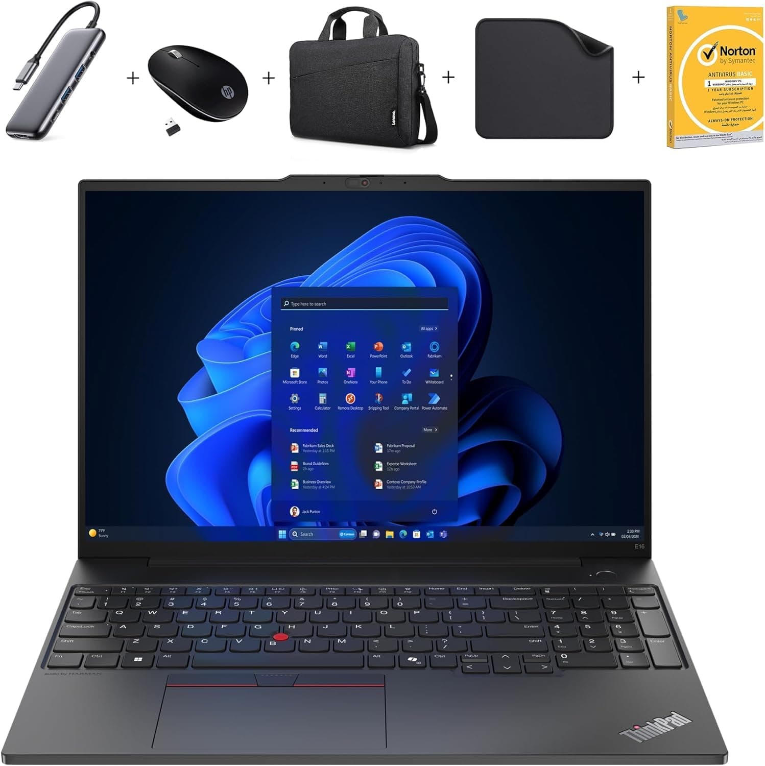 Lenovo ThinkPad E16 Gen 2-1st Wave Business Laptop Stand Vertical Laptop Stand + Wireless Mouse + Pouch + Anti-Virus + Mouse Pad | Intel Ultra 7-155H, 16GB RAM - 1TB SSD, Windows 11 Pro