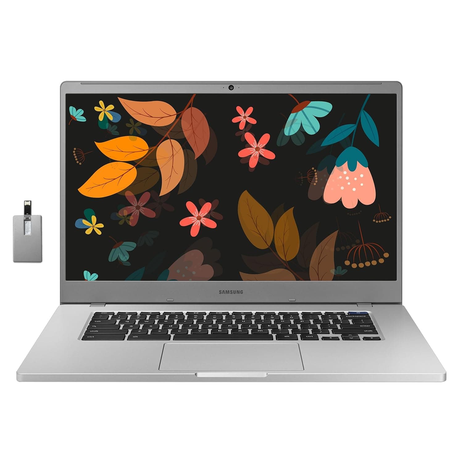 SAMSUNG Chromebook 4+ Laptop, 15.6" FHD LED Display, Intel Celeron N4000, 4GB RAM, 64GB eMMC, HD Webcam, Wi-Fi 5, Bluetooth, Chrome OS, Platinum Titan, 32GB USB Card