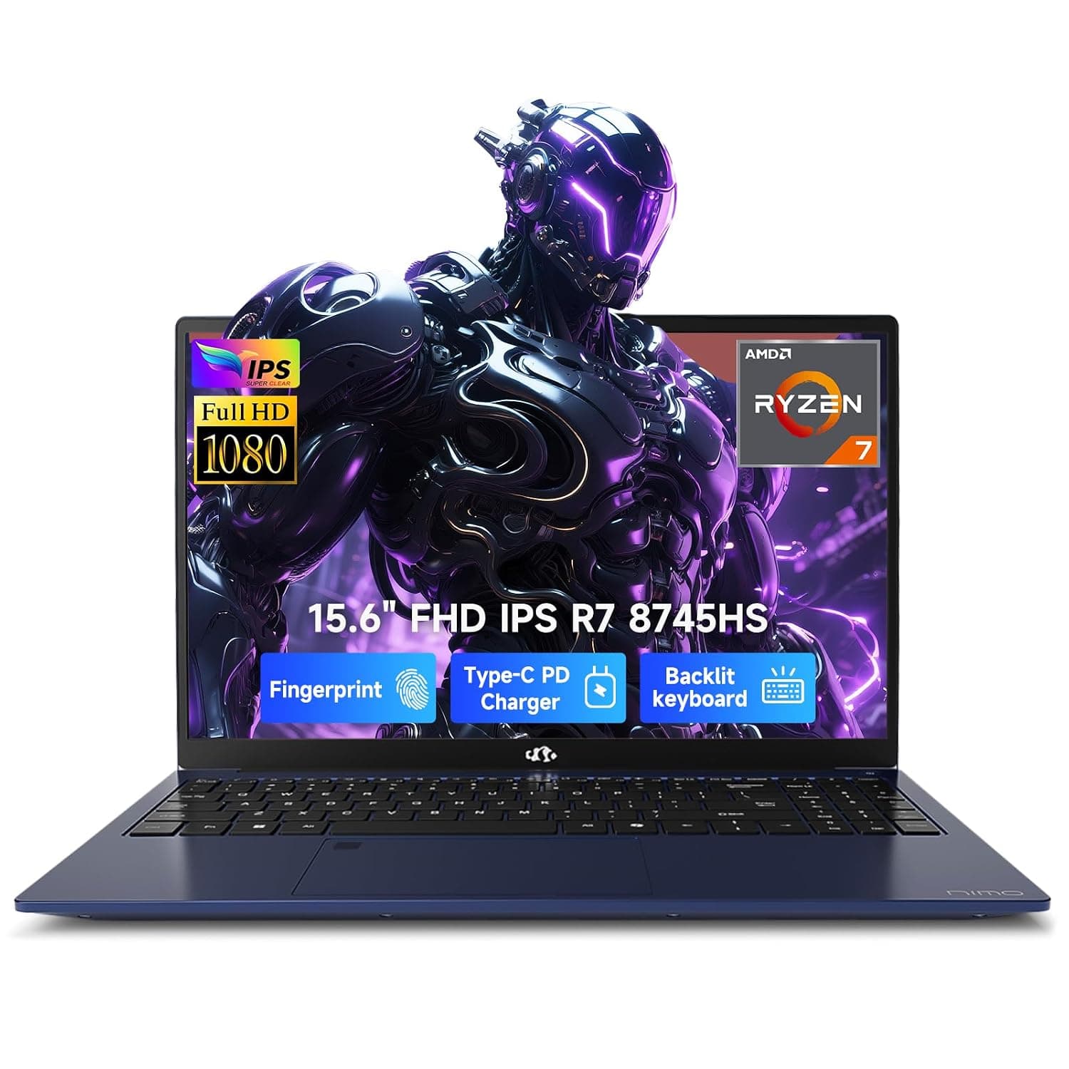 NIMO 15.6" FHD-Business-Laptop, 8 Cores Ryzen 7 8745HS 16GB RAM 512GB SSD (Up to 4.9GHz, Beat R9 7940HS), Radeon-780M, 100W Fast PD for Creators & Professionals Work/Gaming, 2-Year Warranty