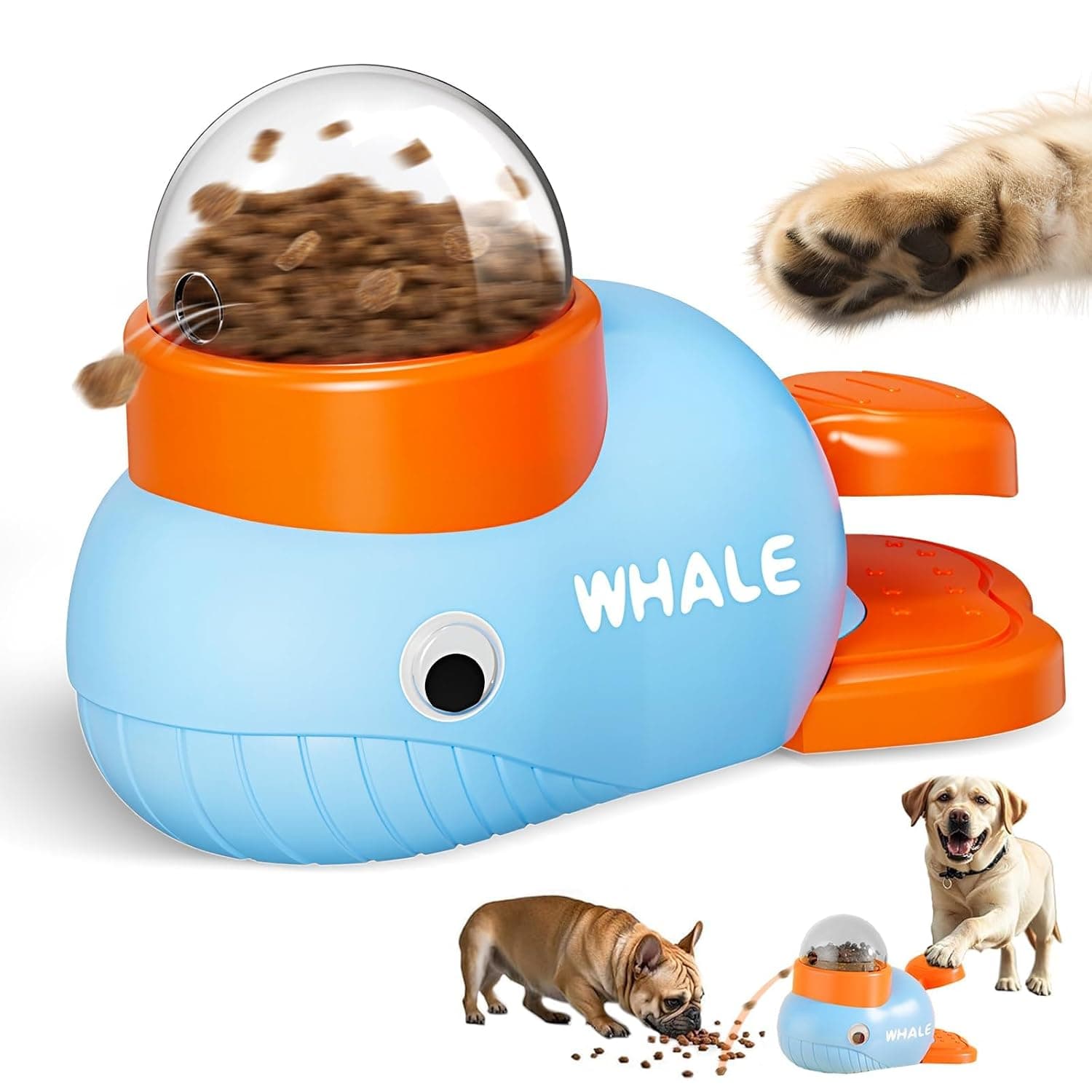 Interactive Dog Puzzle Toy, Treat Dispenser Slow Feeder, Mental Stimulation Food Game, Blue Pet Enrichment Feeder, Boredom Relief Chew Toy for Small Medium Dogs