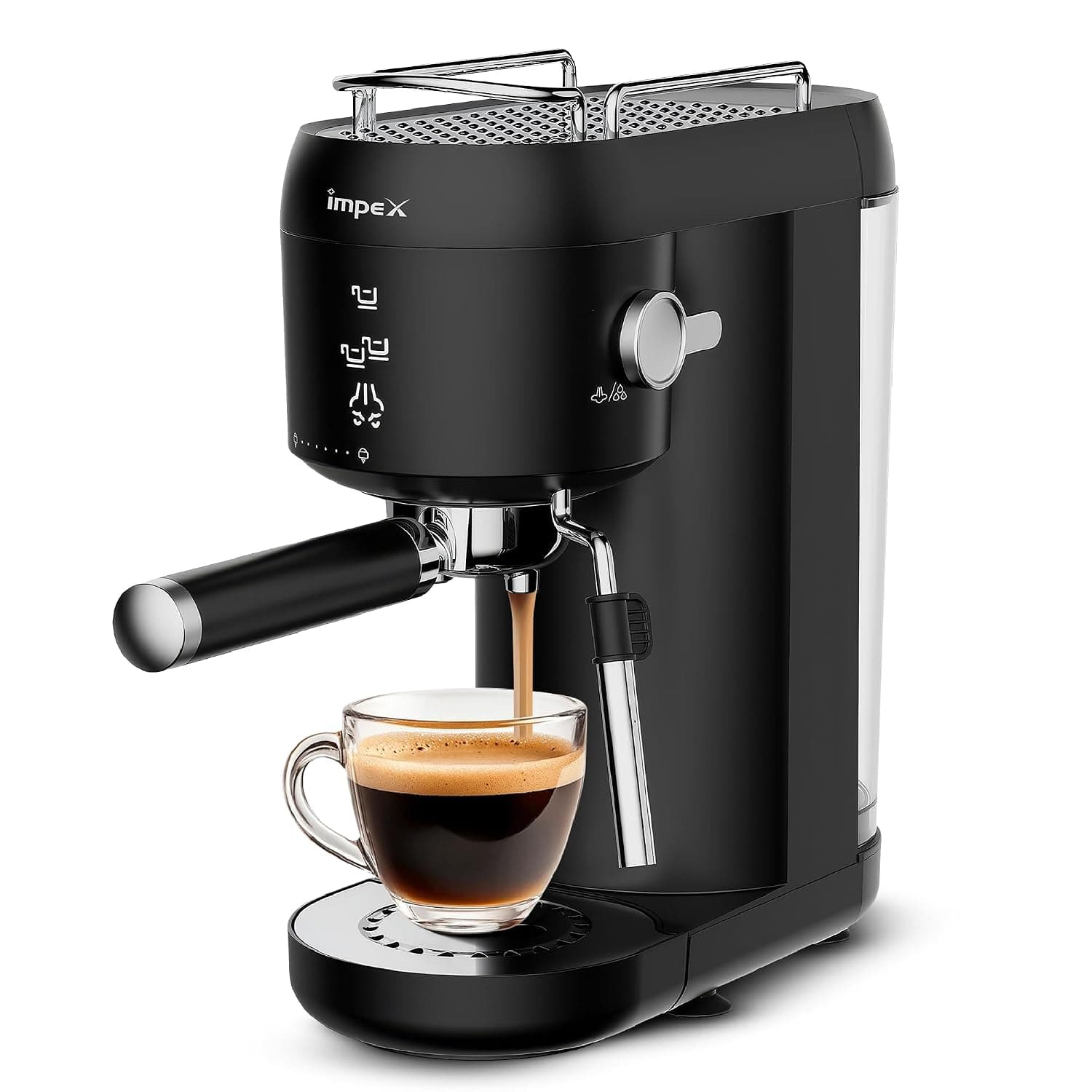 Impex Espresso Coffee Maker,1400W Coffee Machine 1 Litter,3 Preset Programs,20 Bar Pressure Pump For Espresso, Cappuccino, Latte Maker, Auto Shut-Off,2 Years Warranty-IECM 2001