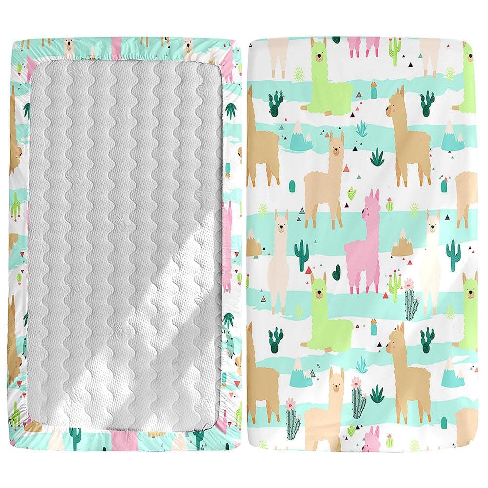 Morbuy Fitted Sheets for Cot, Alpaca Print Soft Cot Sheets, Cot Sheets with Elasticated Corners, Crib Sheets for Babies, Girls and Boys (Cactus, 90 x 40 cm)