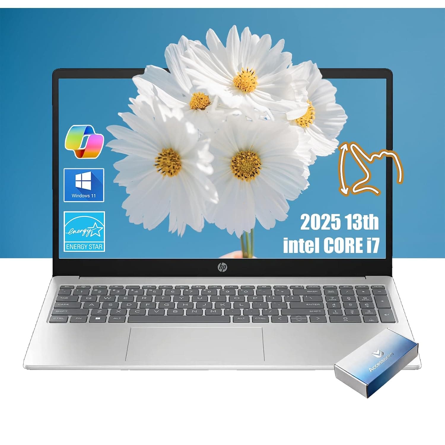 HP Pavilion 15.6" FHD Touchscreen Laptop | 2025 13th Intel i7 Laptop | 32GB RAM | 1TB SSD | Iris Xe Graphics | Business Laptop Win11 | Computadora Portátil | Wi-Fi 6 | Mouse