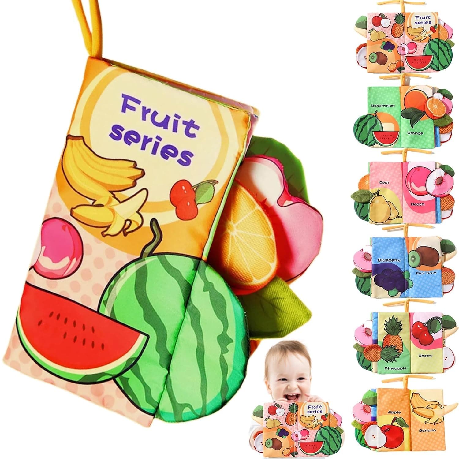 Baby Plush Cloth Book Toy, Baby Books, Infant Cloth Toy, Tummy Time Toys For Infants 3-6 Months, Newborn Gifts, Non Toxic Fabric Touch And Feel Crinkle Cloth Books Early Educational Toys