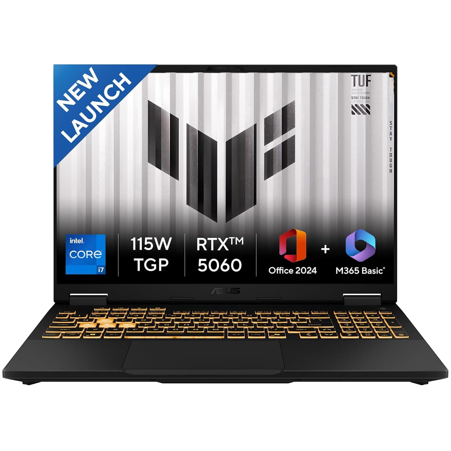 ASUS TUF F16, 14th Gen, Smartchoice,Intel Core i7 14650HX, Gaming Laptop(RTX 5060-8GB/16GB/1TB /FHD+/16"/165Hz/90WHrs/Windows 11/M365 Basic (1Year)*/Office 2024/Jaeger Gray/2.2 Kg) FX608JMR-RV049WS