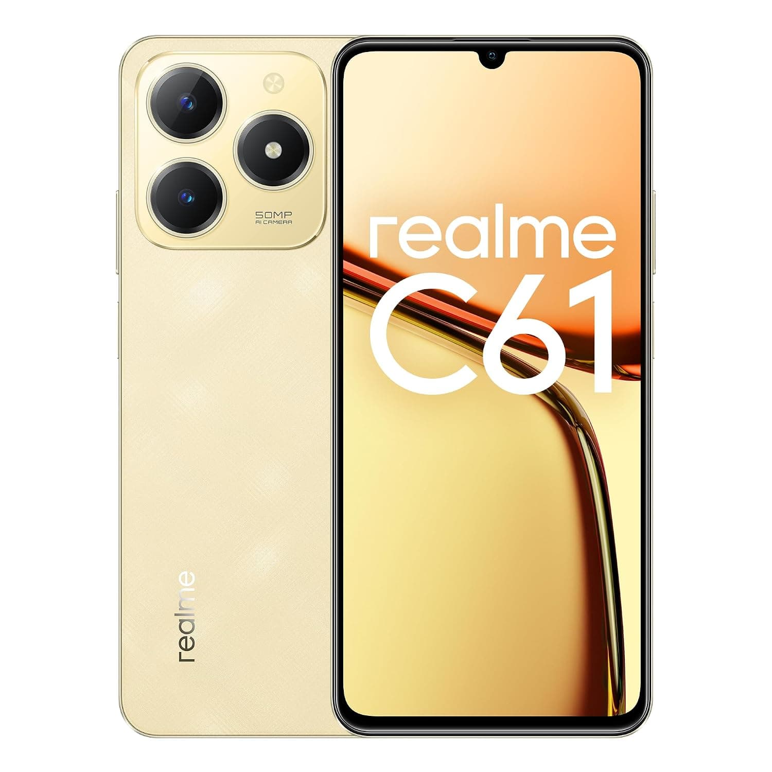 Realme C61 Dual-SIM 128GB ROM + 6GB RAM (GSM Only | No CDMA) Factory Unlocked 4G/LTE Smartphone (Sparkle Gold) - International Version