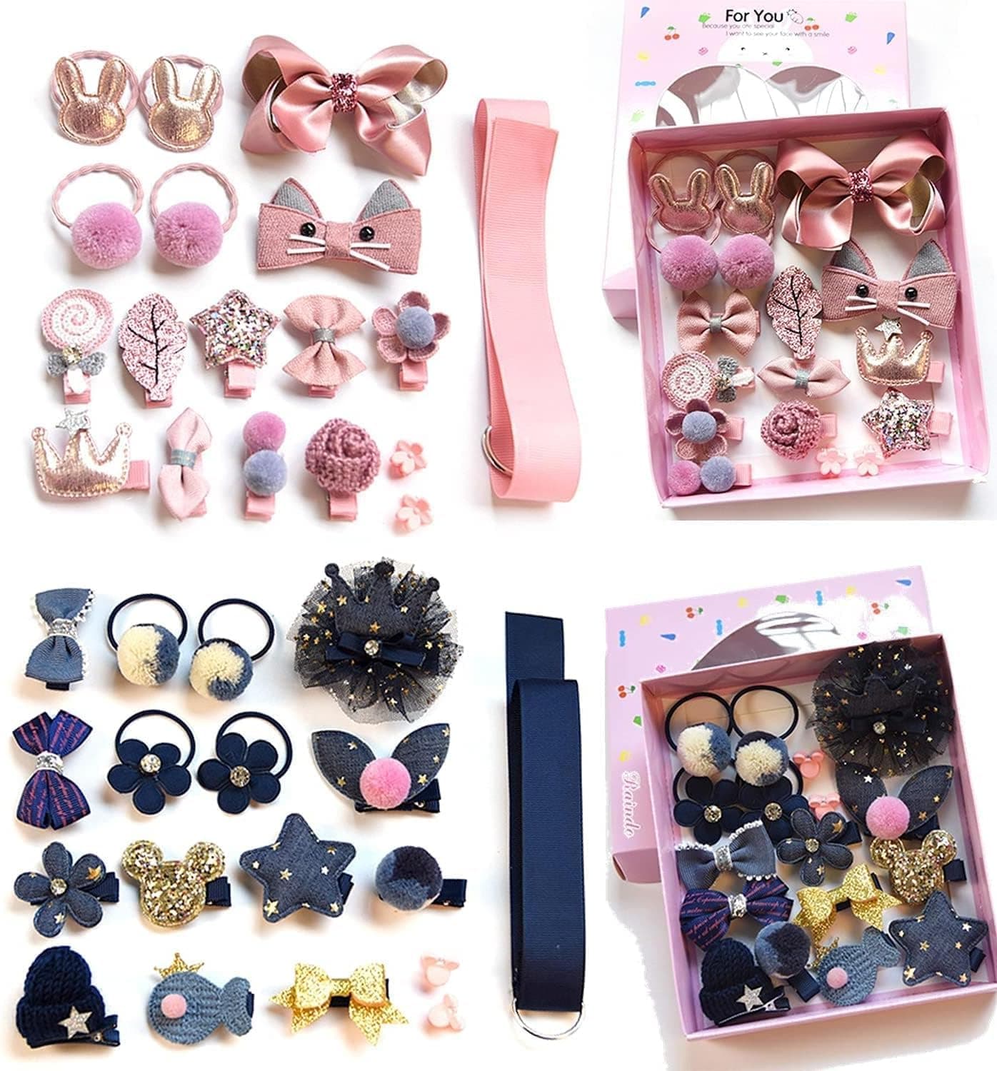 Aputue Baby Girl Hair Accessories, 2 Pcs Hair Clips and Bows Combo Pack, Non-Slip Gentle Hold Hair Decorations, Perfect for Infants and Little Girls Everyday Styling Needs