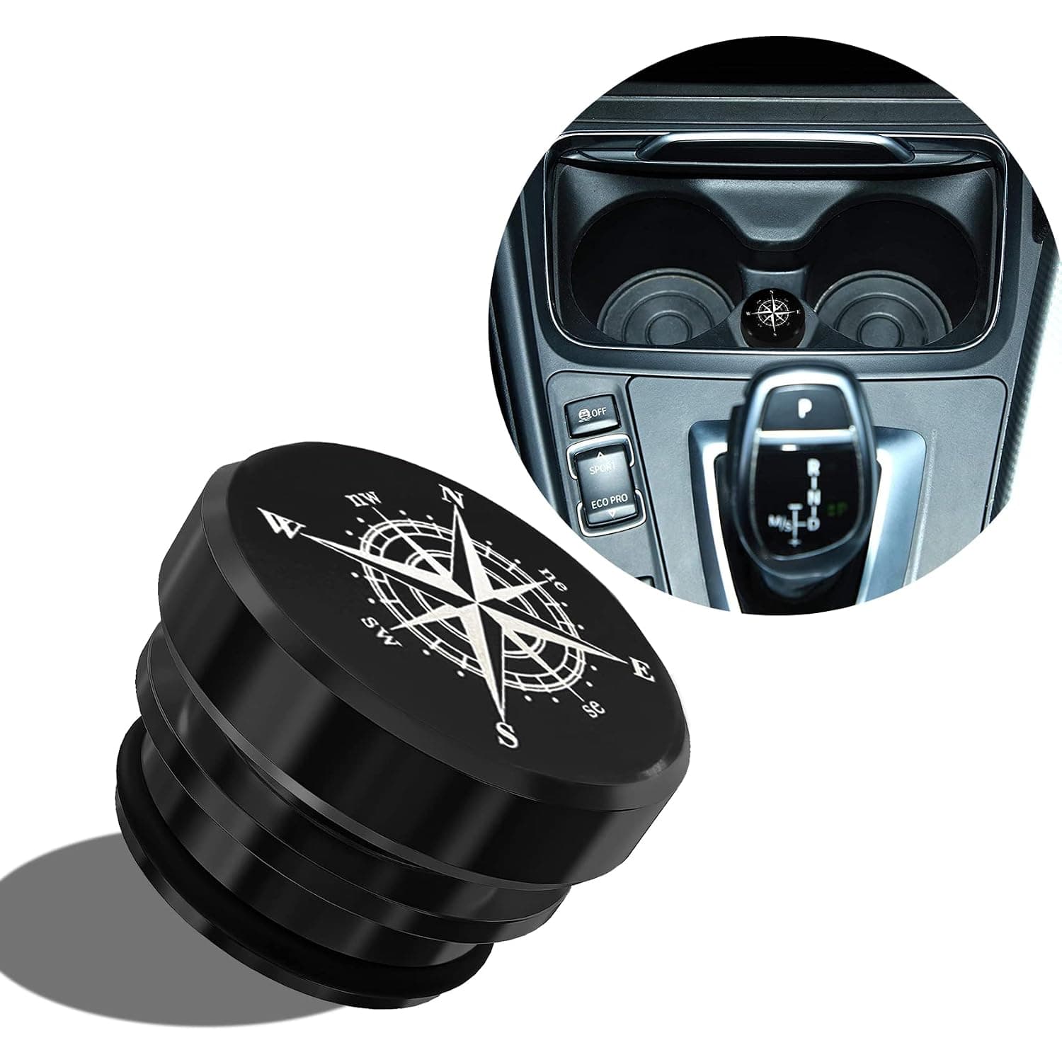 Cigarette Lighter Plug Cover for Car, Dustproof Waterproof Cigarette Lighter Plug, Fits Most Automotive Vehicles Boats with Standard 12 Volt Power Source (Compass/Black)