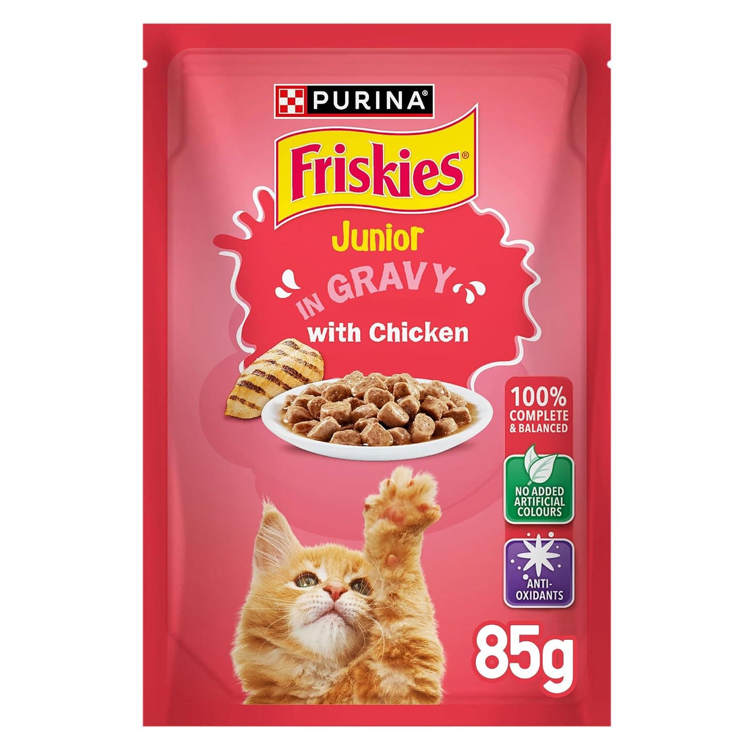 Purina Friskies Kitten Chicken Chunks in Gravy Wet Cat Food Pouch 85g