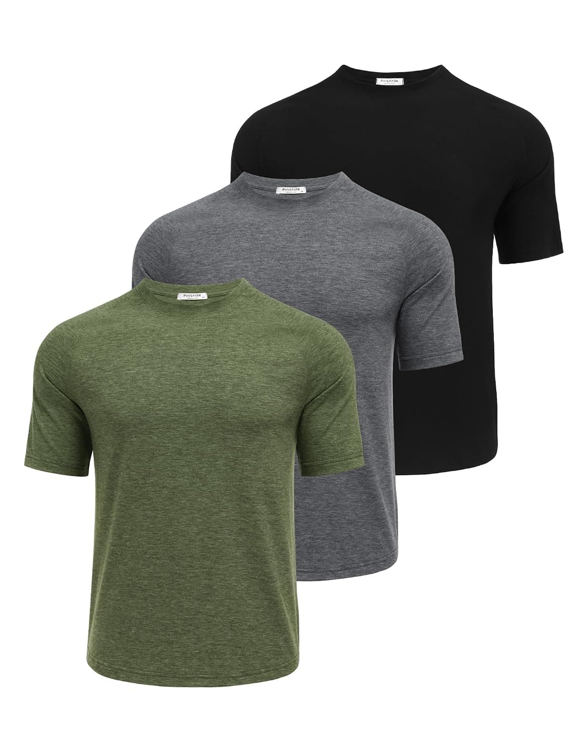 PINSPARK Men's 3 Pack Workout Shirts - Quick Dry Gym Athletic Shirts Moisture Wicking Short Sleeve T Shirts