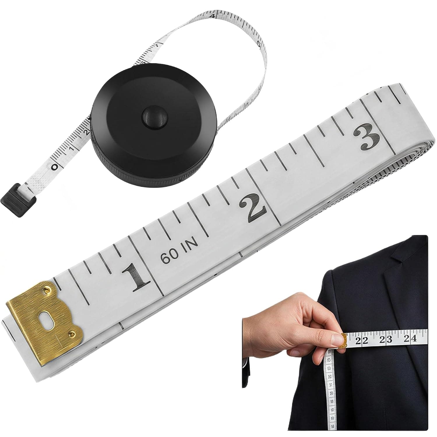 ToolHouse 2 Pcs 150cm Soft Tape Measure Body Measuring Tape Dual Sided Inches and CM, Portable Fabric Tape Measure for Sewing Tailor Cloth and Body Chest Waist Measurement, Measuring Tape for Home Use