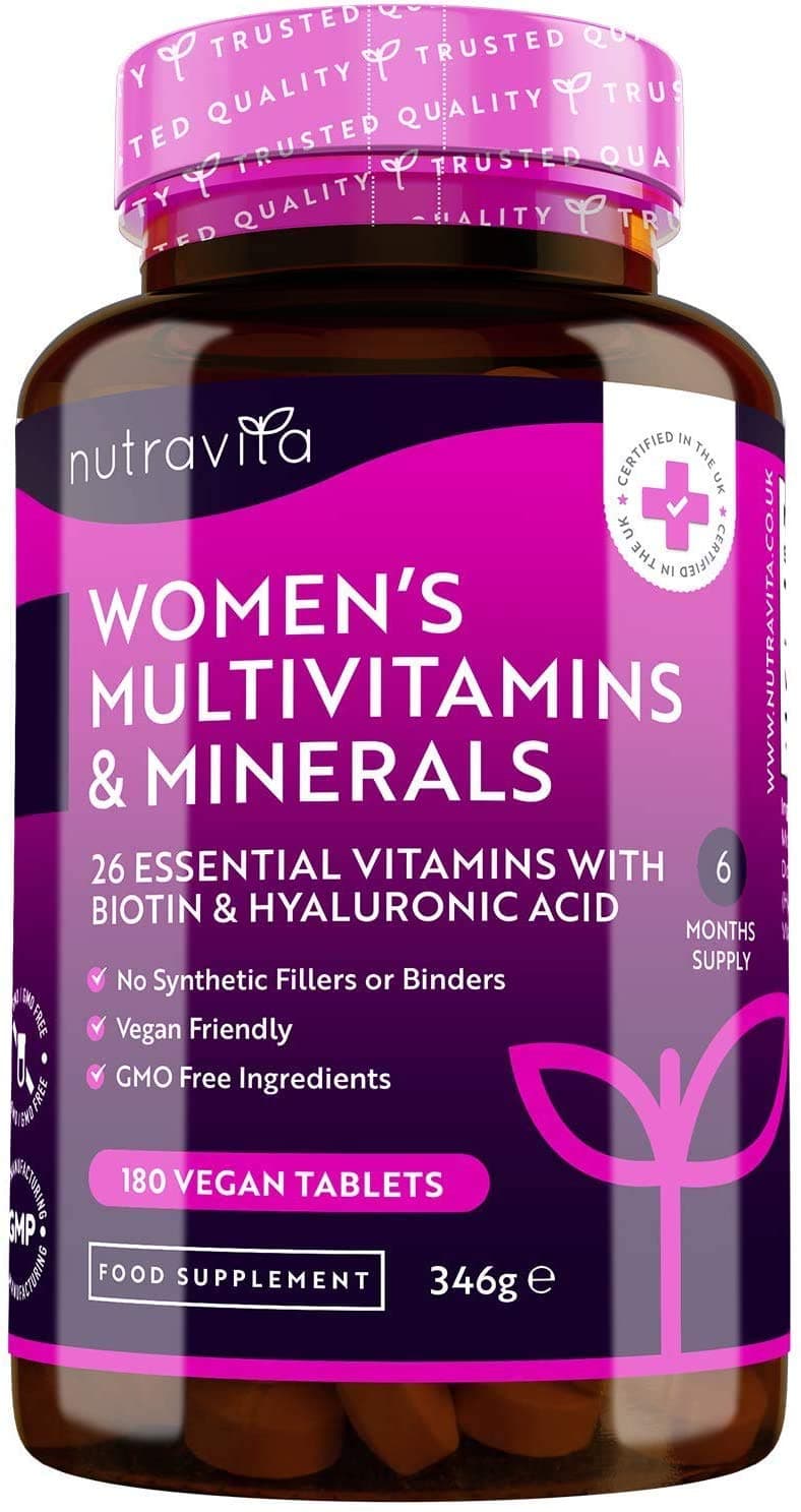 Nutravita Women's 24 Essential Active Vitamins and Minerals Vegan Tablets with Biotin & Hyaluronic Acid (180 Pieces)