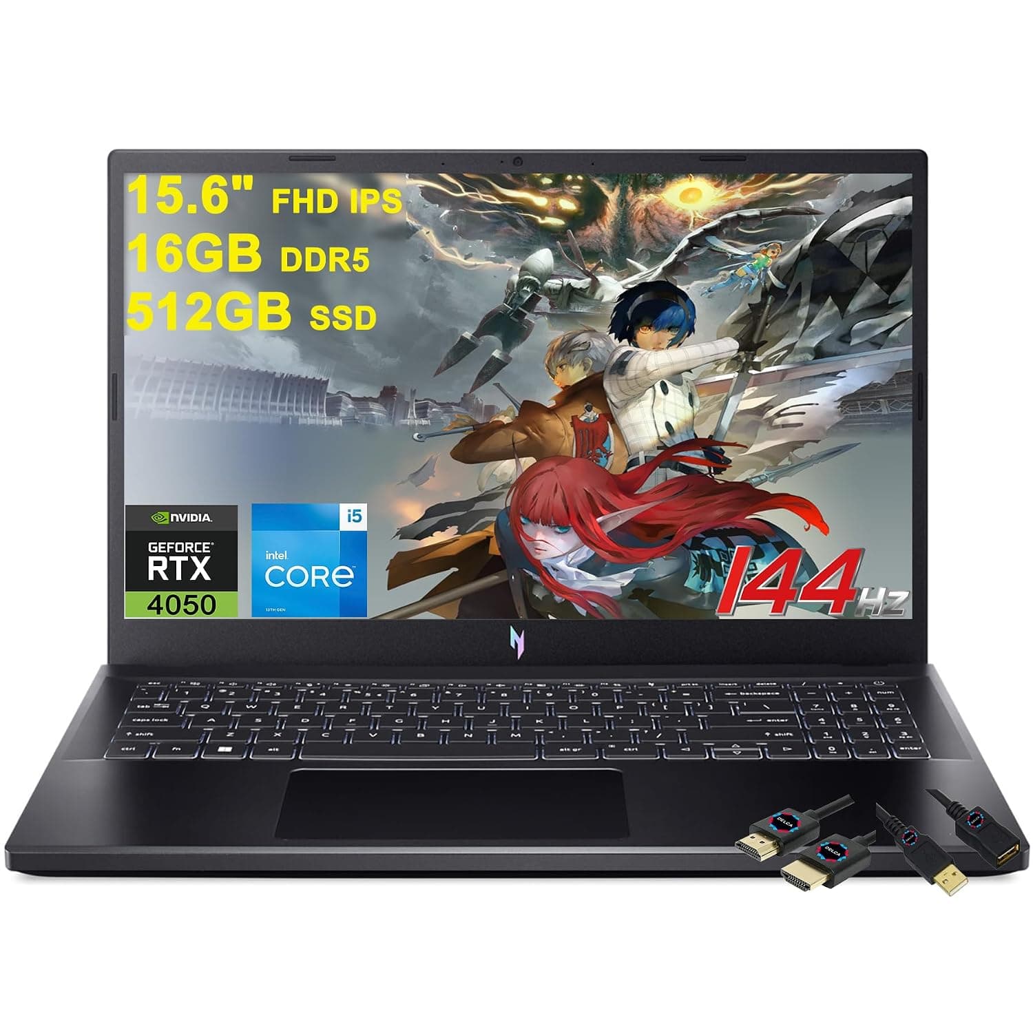 acer Nitro V 15 Gaming Laptop | 15.6" FHD IPS 144Hz | Intel 8-core i5-13420H | 16GB DDR5 512GB SSD | GeForce RTX 4050 | Backlit USB-C Win11 w/DLCA Accessory
